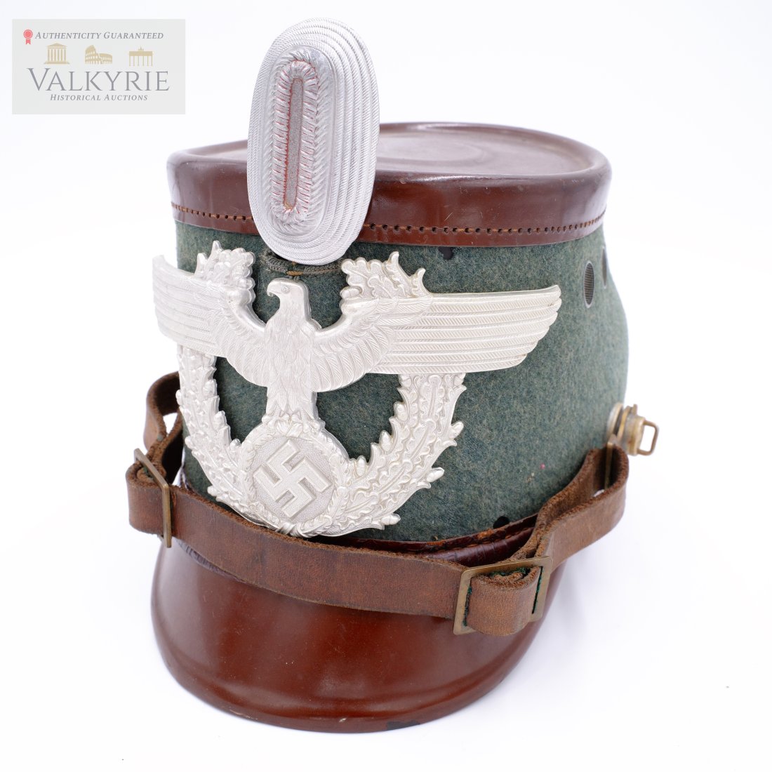 Nazi Police EM Shako by Hans Romer: Nazi Police Shako by Hans Romer. This shako is in exceptional condition, all original.