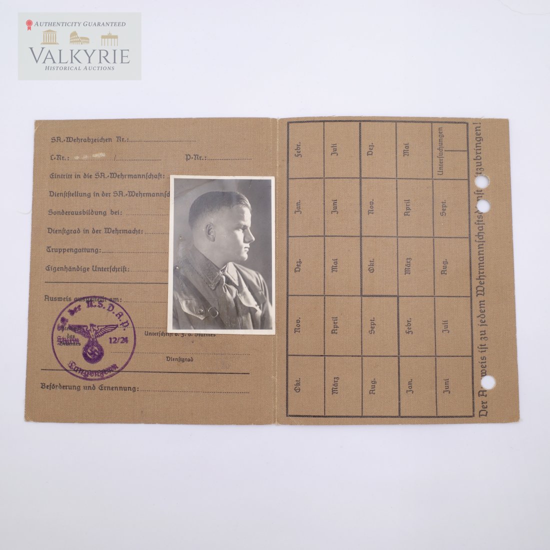 Nazi Third Reich SA ID ISSUED TO SA-MANN: Nazi Third Reich SA ID ISSUED TO SA-MANN