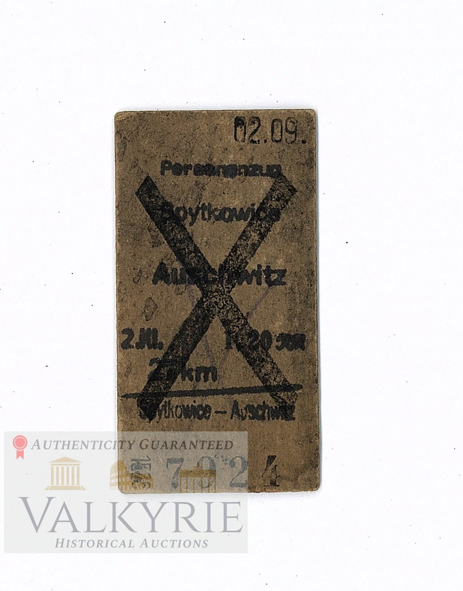 Train Ticket - Spytkowice to Auschwitz - Probably 1943: Train ticket from Spytkowice to Auschwitz dated probably in 1943. Used condition. Auschwitz (former Oswiecim) is nowadays worldwide famous for being the city where the most infamous of the German conc