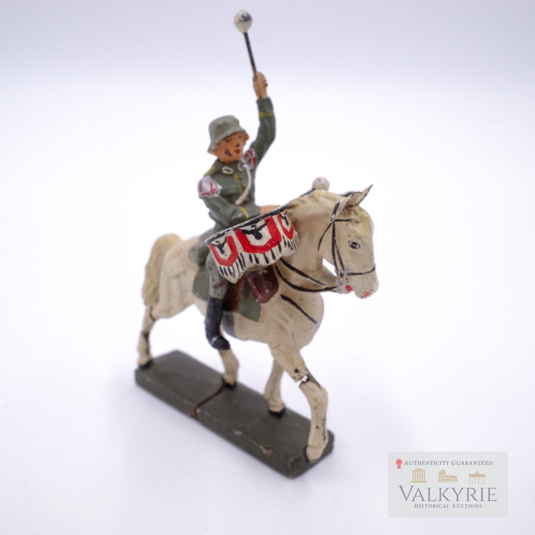 German WWII Lineol Toy Soldier Musician on Horse: German WWII Lineol (or similar) Toy Soldier Musician on Horse