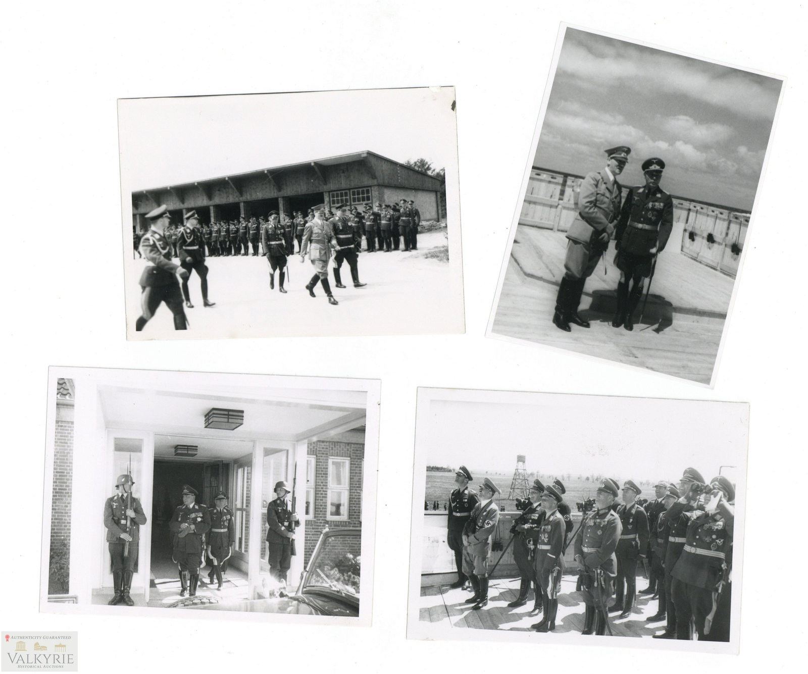 Set of 4 Small Photos of Adolf Hitler and Goering Attending Luftwaffe Maneuvers 1938: Set of 4 very small photos taken on the 13. June 1938 during some Luftwaffe maneuvers somewhere in Germany. We can see the FÃ¼hrer Adolf Hitler, Reichsfeldmarschall Hermann GÃ¶ring and other impor