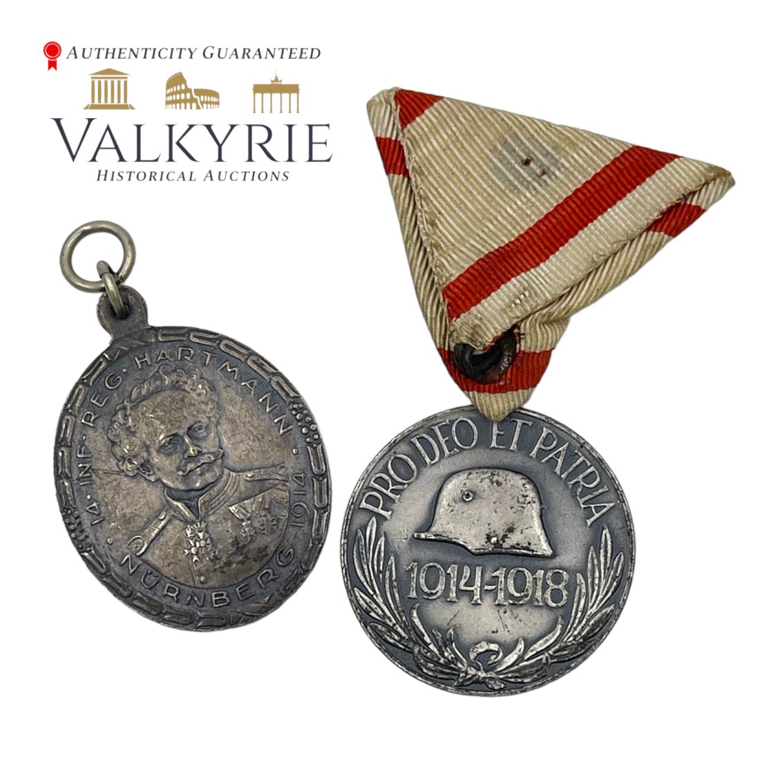 Hungarian WW1 Commemorative Medal "Pro Deo et Patria" + Inf. Medal: Hungarian WW1 Commemorative Medal "Pro Deo et Patria" + Nuremburg Inf. Medal 1914.