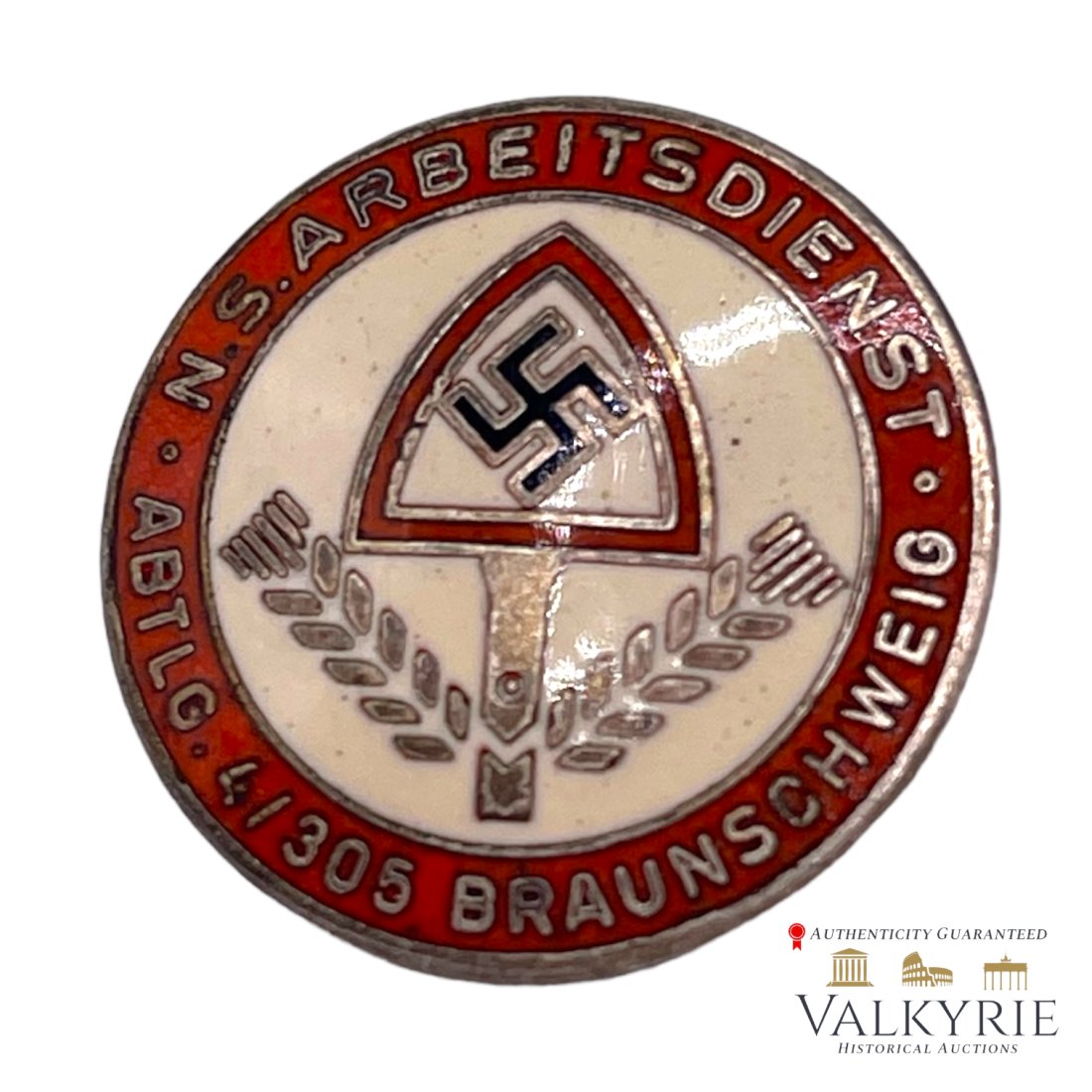 National Socialist Labor Service (NSAD) - Badge of the "NS Labor Service Dept. 4/305 Braunschweig" (1 of 2)
