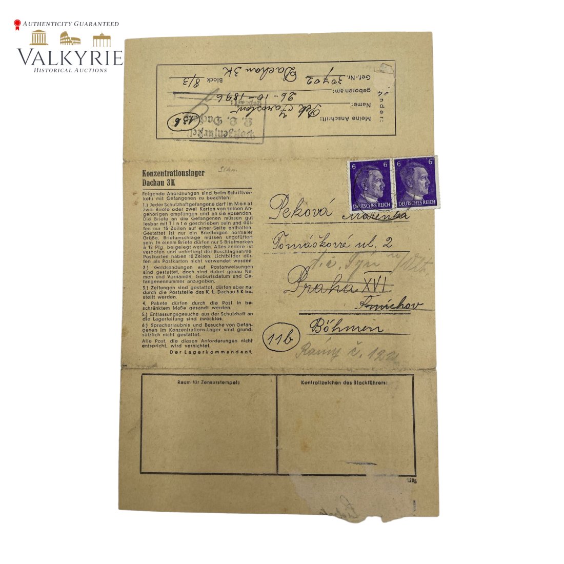 KL Dachau letter (1 of 3)