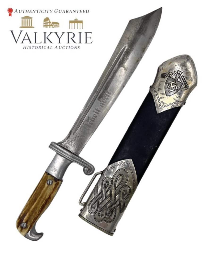 German WWII Nazi RAD Hewer: German WWII RAD Hewer, Ges. Gesch." visible on blade. fair condition. Untouched out of a German home in 2022.