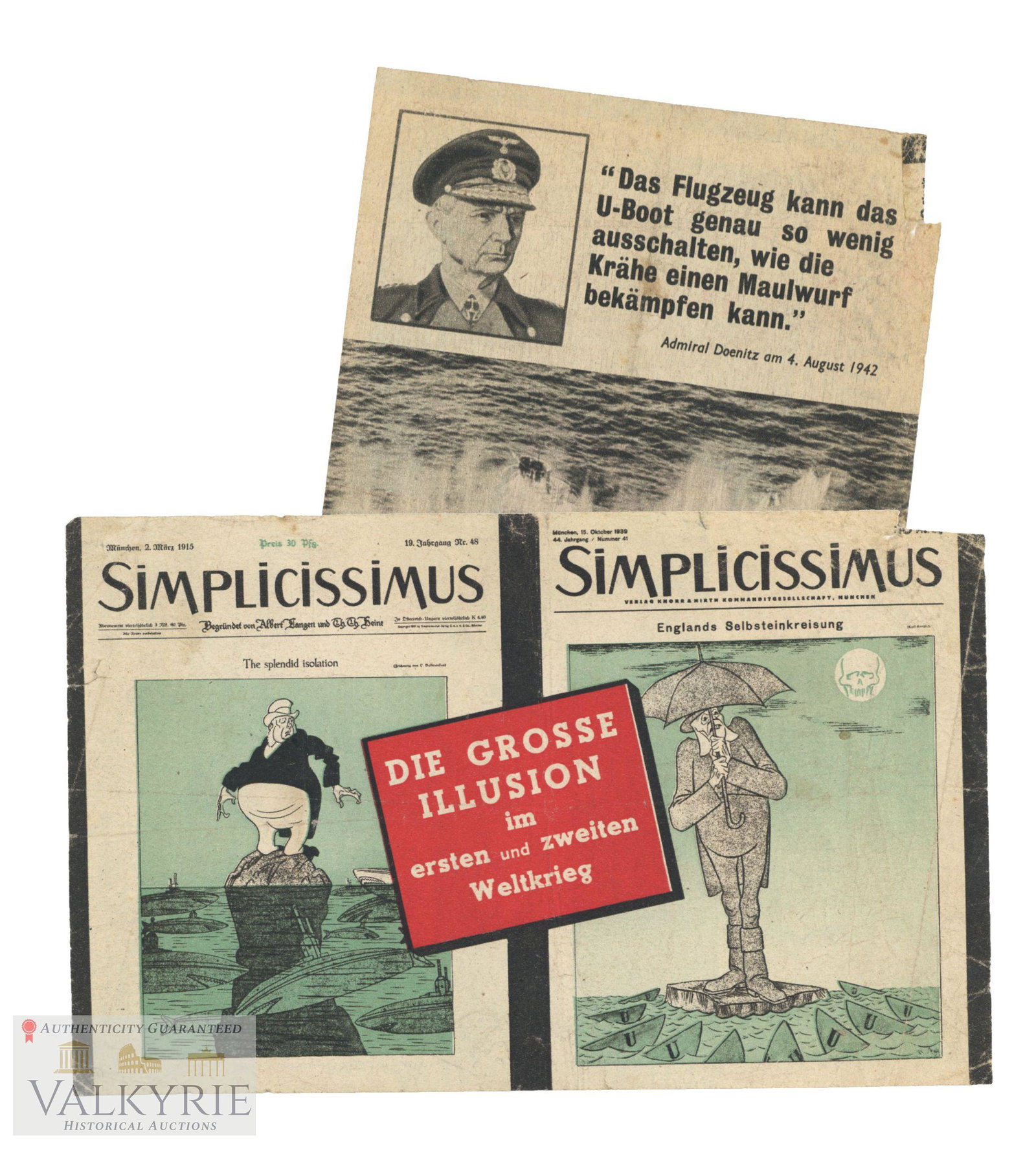 Anti-Nazi War Propaganda Leaflet About the Fail of German U-Boots - The Great Illusion: British Anti-Nazi War Propaganda Leaflet About the Fail of German U-Boots during WW2 entitled "The Great Illusion". This leaflet tries to demonstrate that the supposed super effective and invincible w