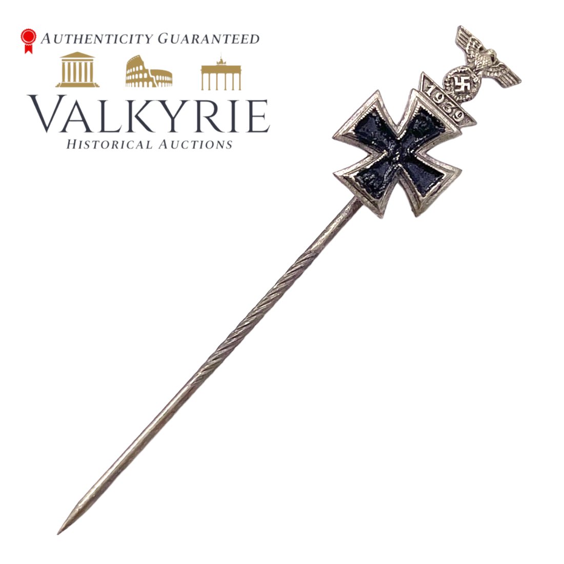 German IRON CROSS 1914 WITH WIEDERHOLUNGSSPANGE 1939 CLASP Stick Pin (1 of 2)
