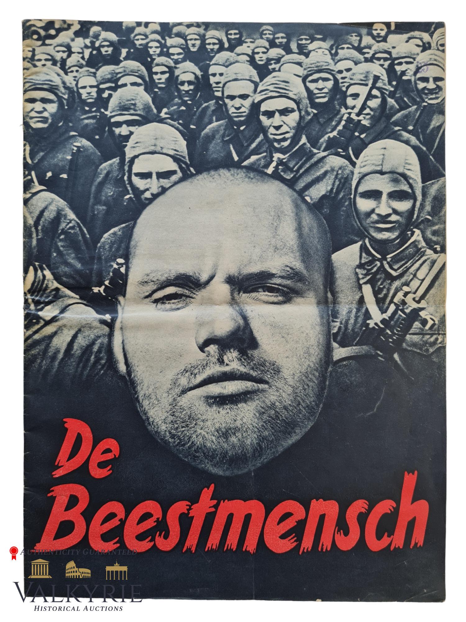 Ultra-Racist and Anti-Semitic Propaganda Booklet "De Beestmensch" - Rare Dutch Version: Ultra-Racist and Anti-Semitic Propaganda Booklet "De Beestmensch" - Rare Dutch Version. Berlin: Nordland Verlag, [1942]. A vicious piece of Nazi propaganda, in which German Aryans are contrasted with 