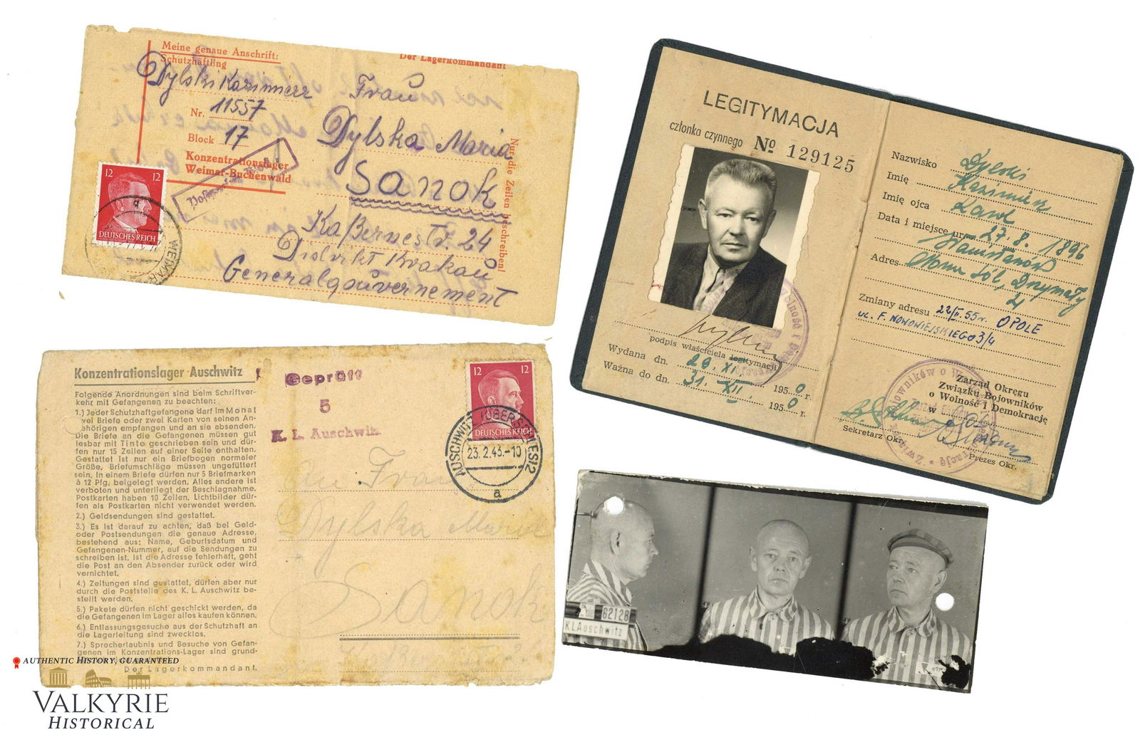 Paper Set of a Former KL Auschwitz Polish Inmate - Letters, Photo and ID 1943 (1 of 13)