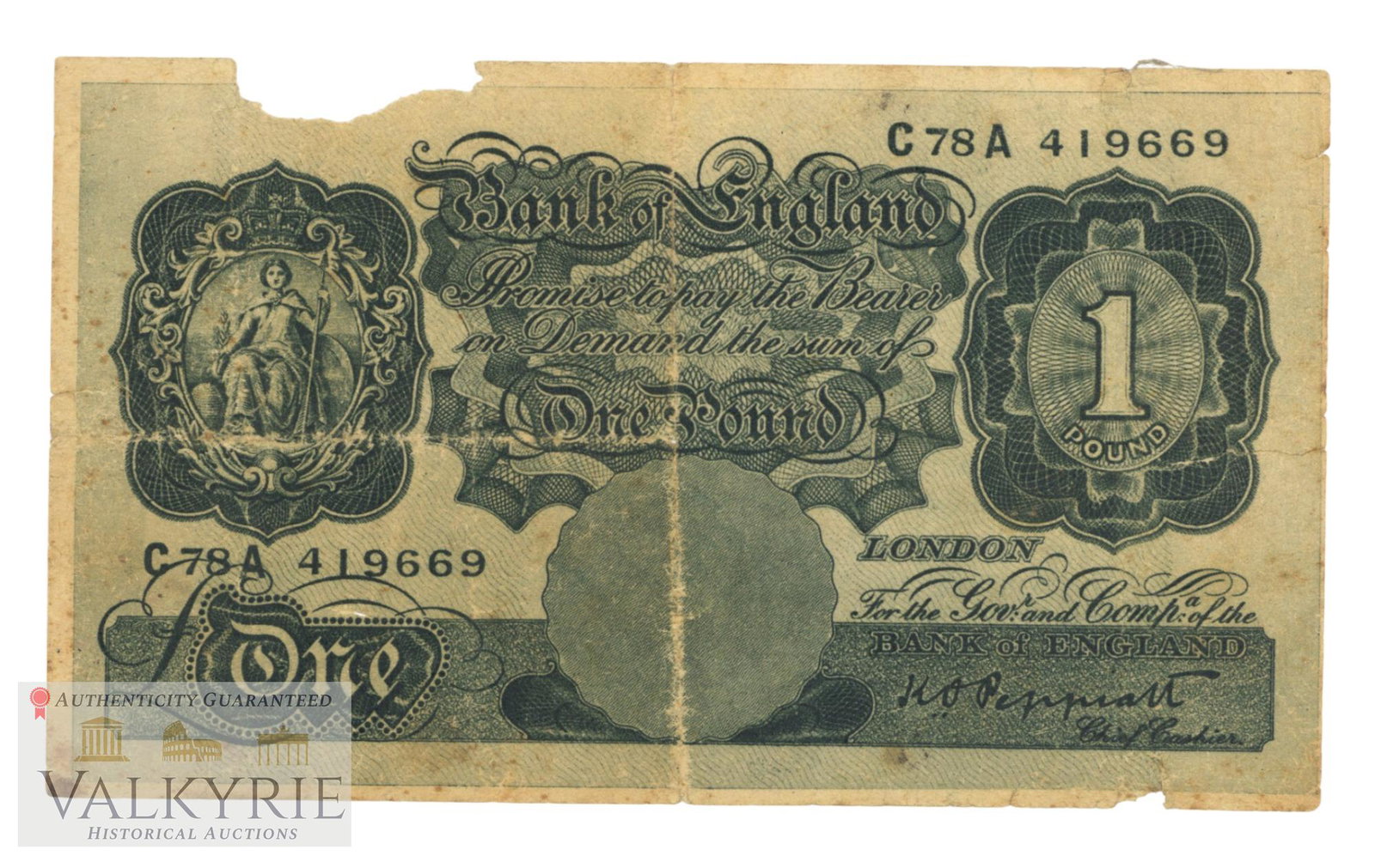 Fascist Italy War Propaganda Leaflet Showing a Reproduction of a UK Pound Banknote: Fascist Italy War Propaganda Leaflet Showing a Reproduction of a UK Pound Banknote. On the reverse a text in Italian talking about the avarice of the Americans and the harm they would cause to Italy w