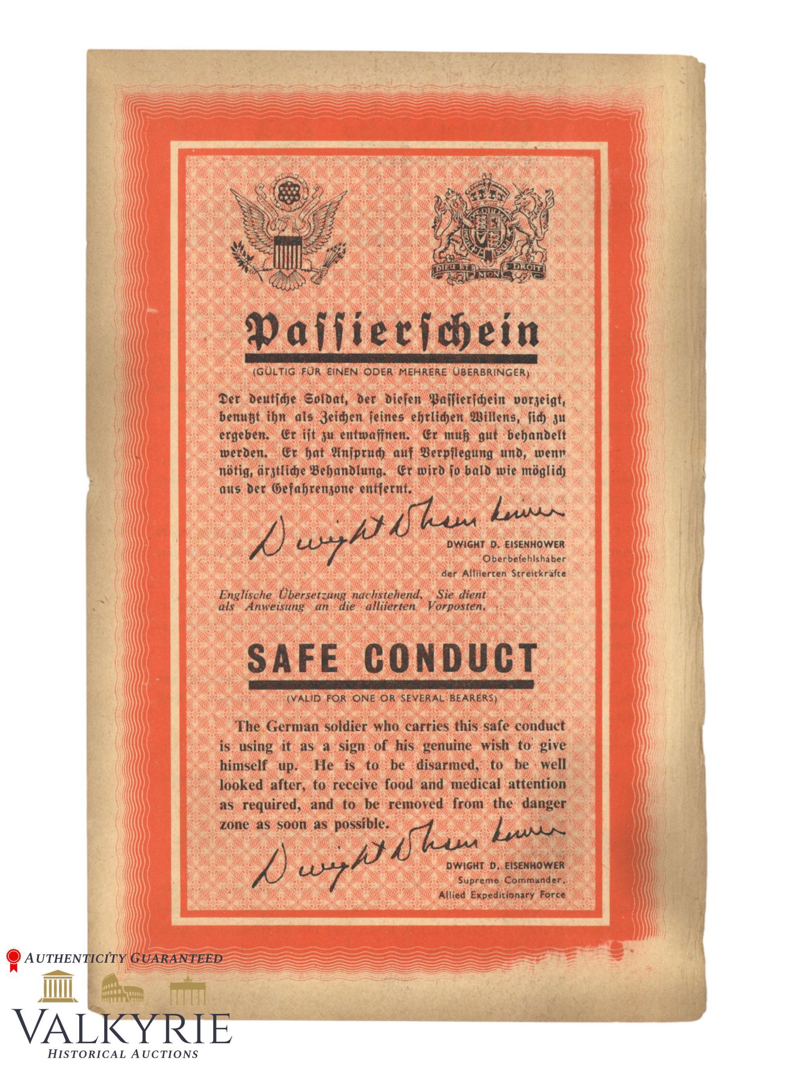 Allied War Propaganda Leaflet "Elementary Laws of the Prisoner of War Regulations" (1 of 2)