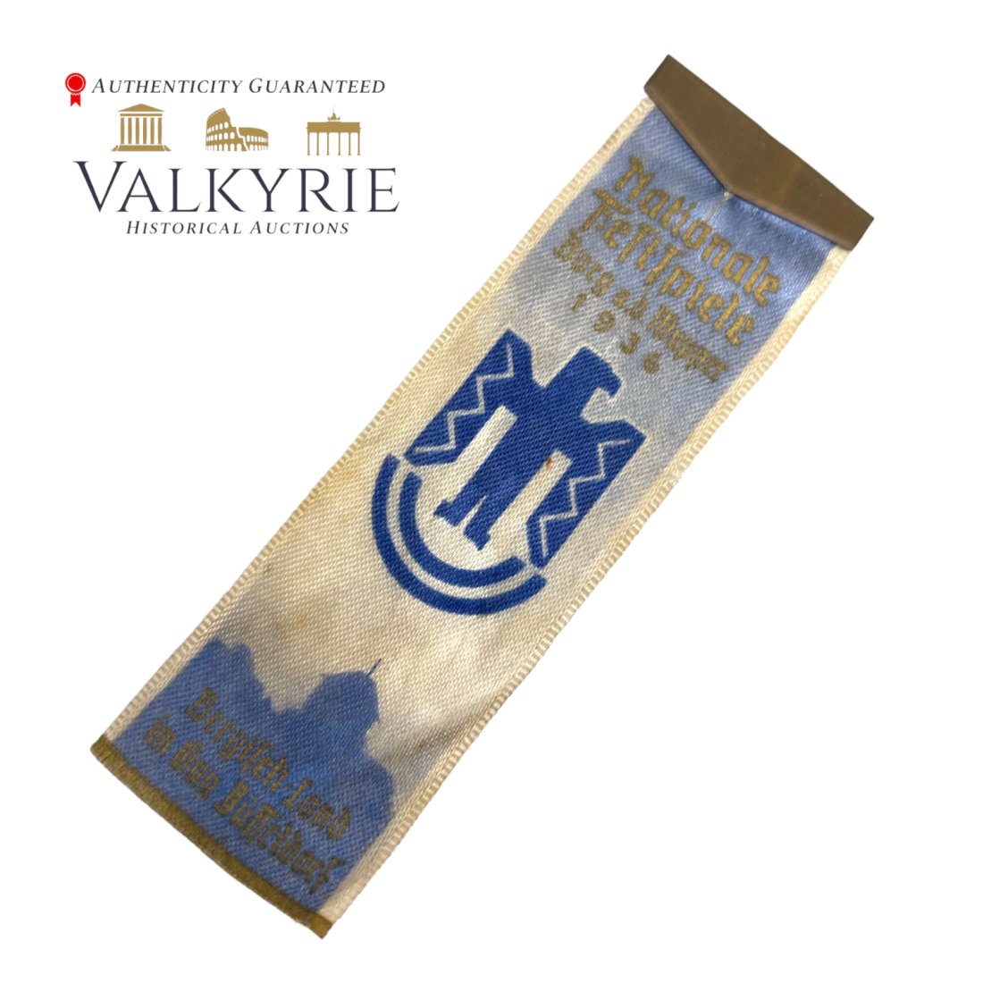 Commemorative Silk Ribbon "National Fest Games Burg a.d. Wupper 1936" (1 of 2)