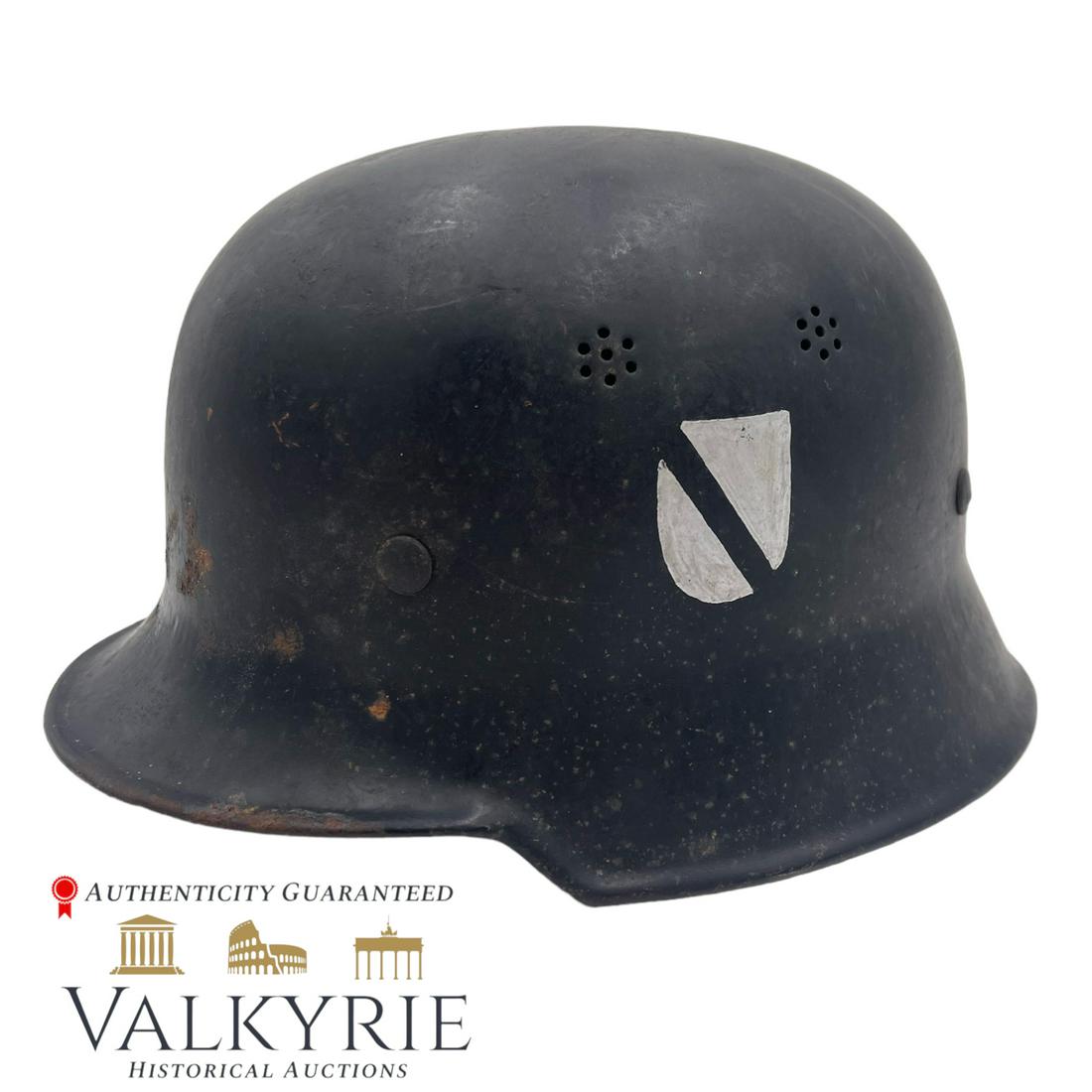 German WWII Fire Helmet with Painted Unknown Decal - Veteran Acquired (1 of 6)