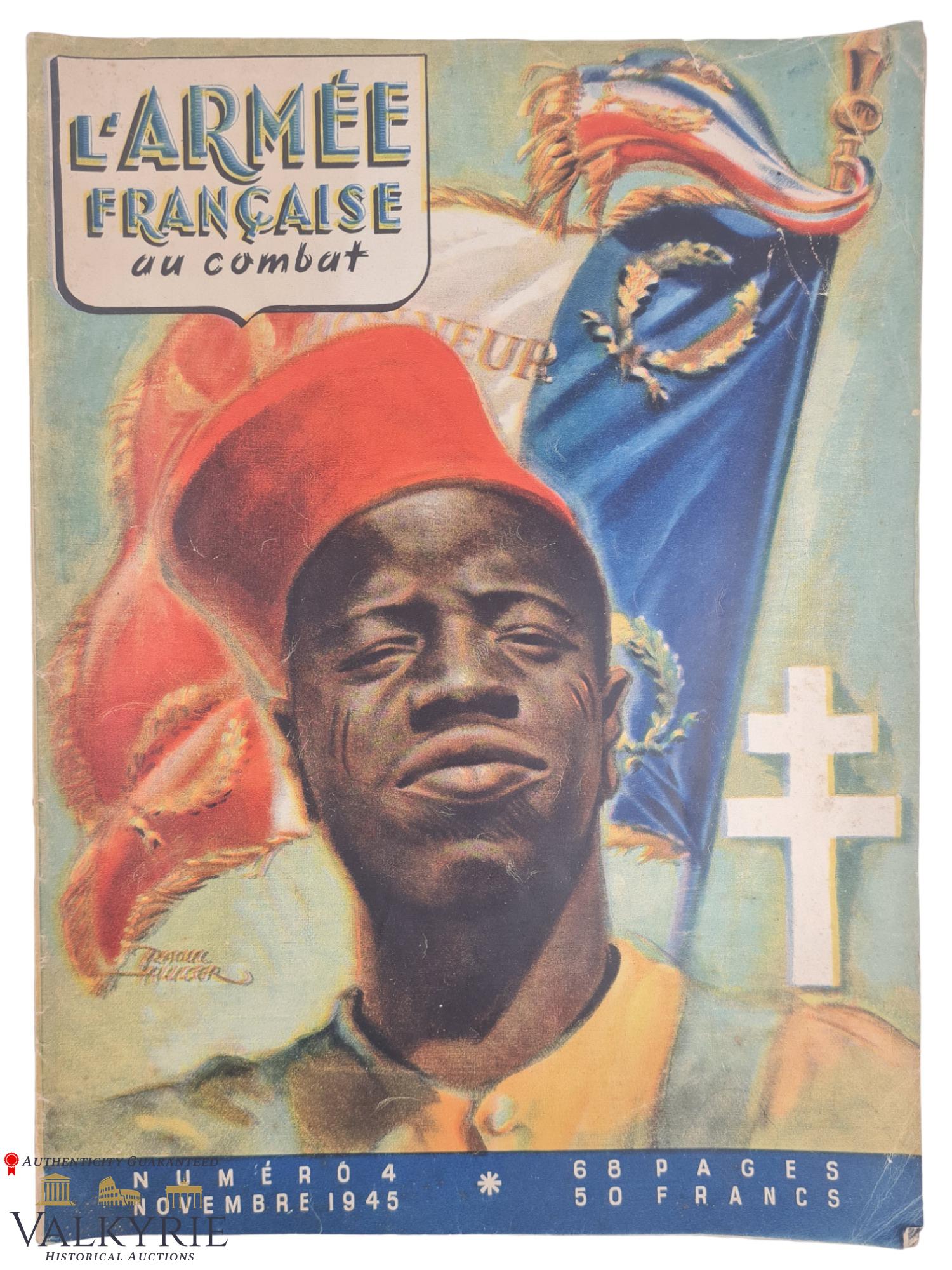 French Post War Period Patriotic Magazine "L'Armee Francaise au Combat" of Free France 1945 (1 of 8)