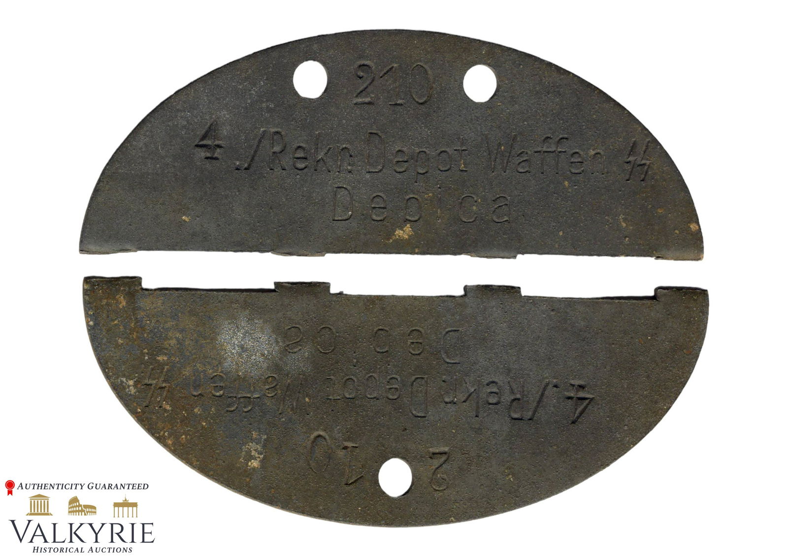 Waffen SS Debica Recruitment Center ID Tag ground dug in the area of Pustkow - Debica was also used: Very rare Waffen SS Debica Recruitment Center ID Tag ground dug in the area of Pustkow during some excavation carried out years ago. Debica was also used as concentration camp and this fact is very un