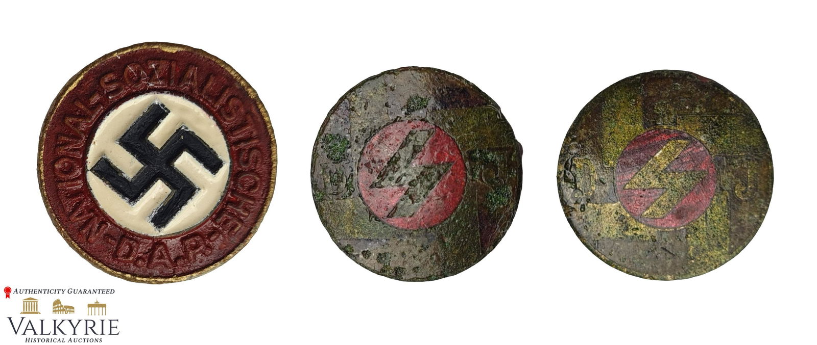 3 Relic Condition Memebership Pins - 2 Deutsche Jugend and 1 NSDAP - Ground Dug (1 of 7)