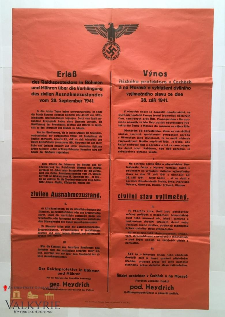 Big Decree Poster With New Measures for Citizens by Reinhard Heydrich 1941 (1 of 8)