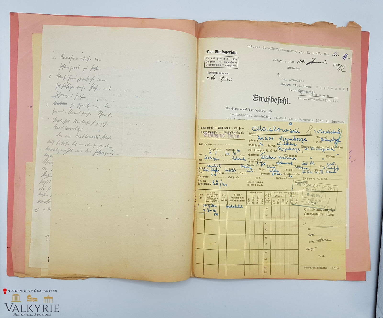 3Reich prison - Files/dossiers of some prison in Posen with many documents compilation in folders (1 of 14)