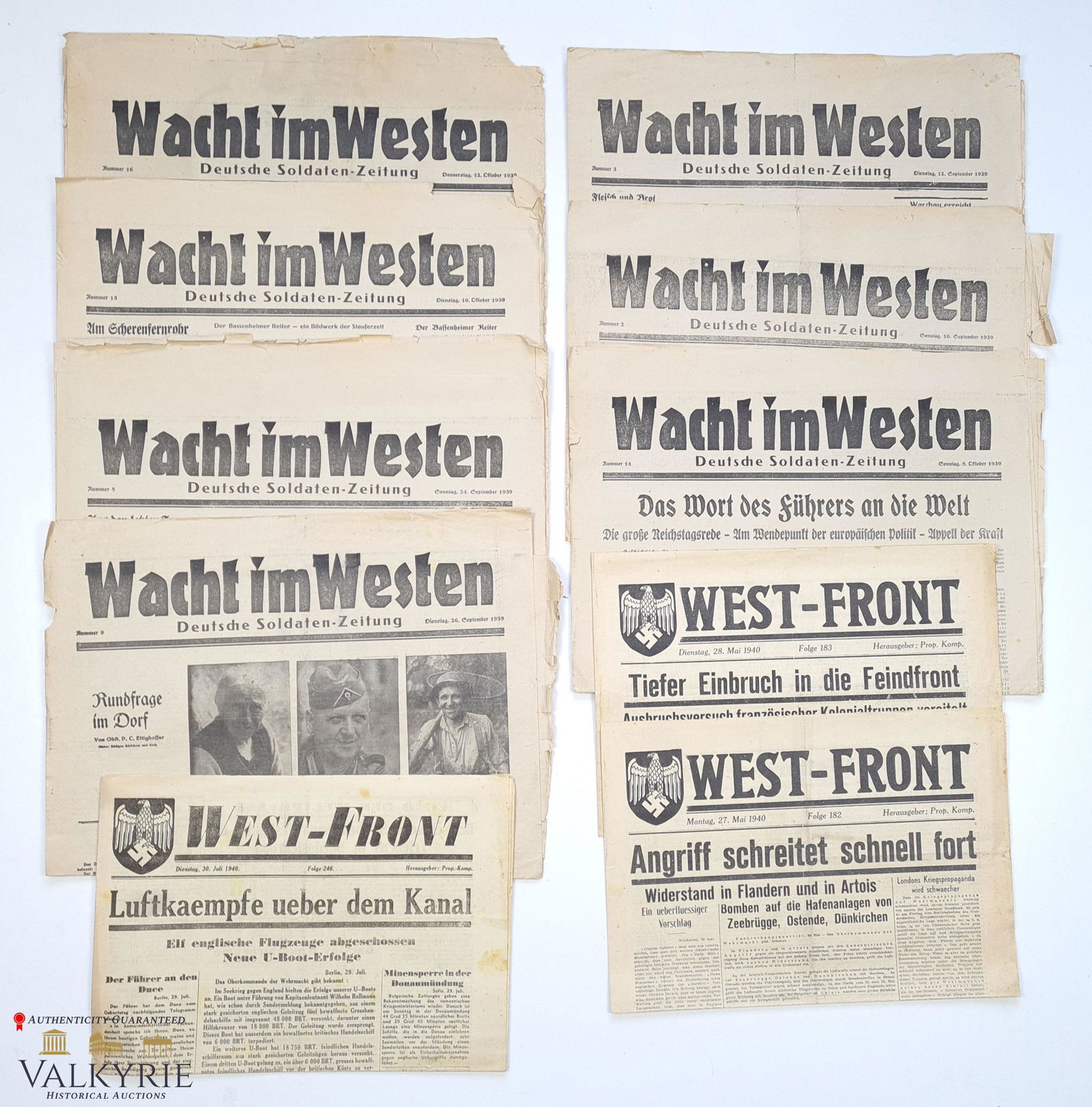 10 Newspapers "Wacht im Westen" and "West-Front" WW2 (1 of 12)