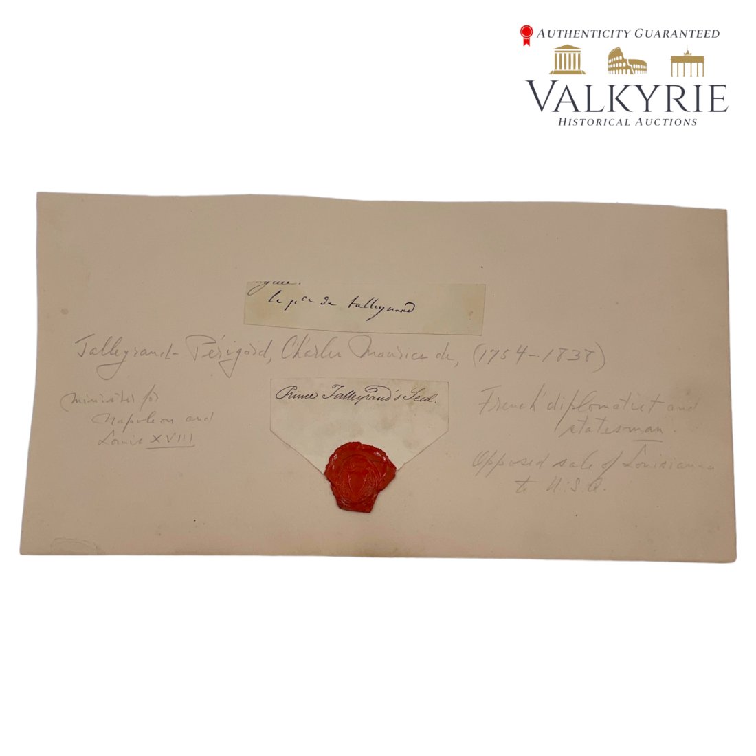Charles Maurice  de Talleyrand Signed Paper (1 of 2)