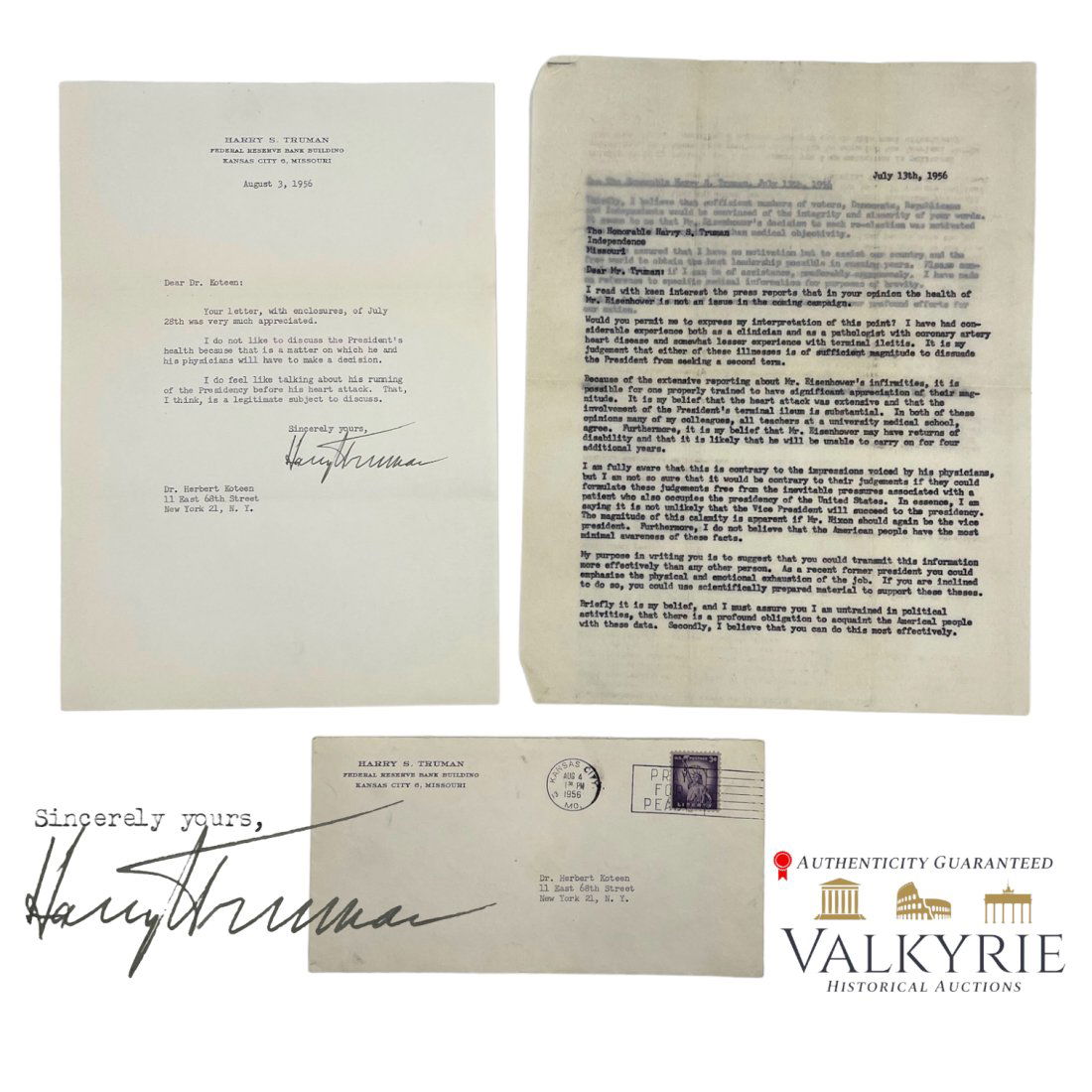 Harry Truman Signed Letter on Eisenhower's Running for President (1 of 6)