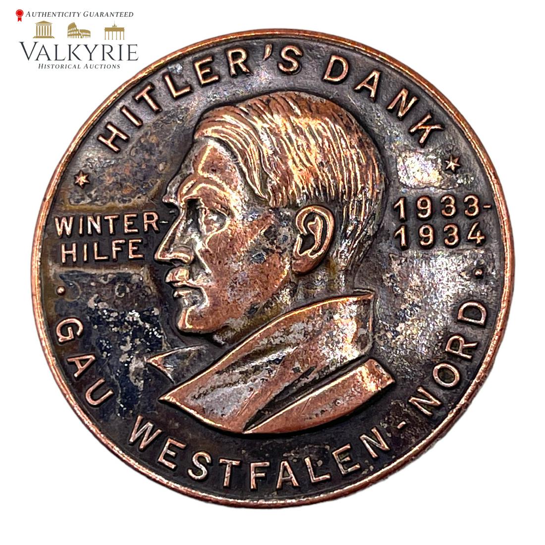 Hitler Dank Gau Westfallen WHW Badge: Hitler Dank Gau Westfallen WHW Badge