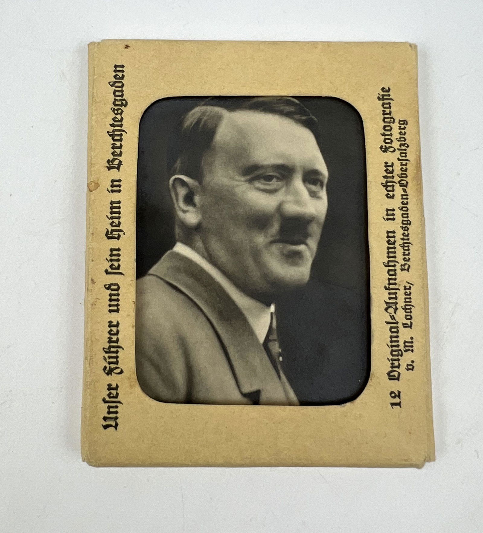 Hoffmann Photo Set : "OUR FUHRER AND HIS HOME IN BERCHTESGADEN": Complete set of ten souvenir photographs, each 2 1/2" x 3 1/2" b/w with deckle-cut edges, comprising the set ("Unser Fuhrer uns sein Heim in Berchtesgaden" ("Our Fuhrer and His Home in Berchtesgaden")
