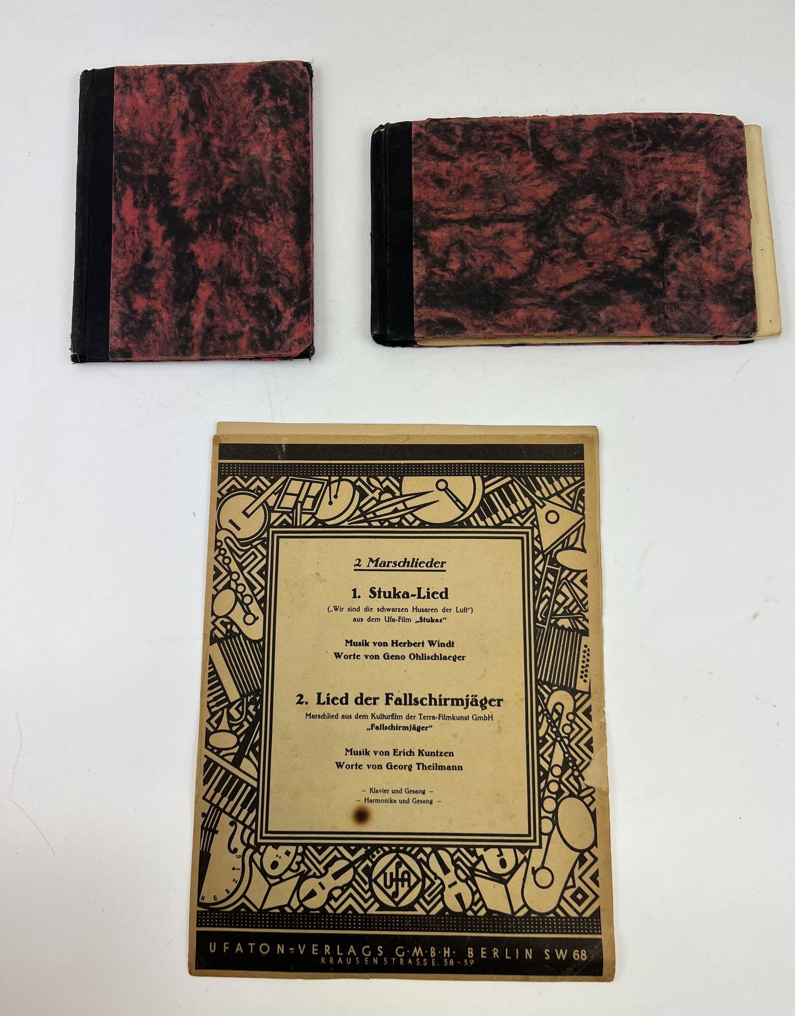 Music Sheet Books SA Trompetererkorpc Reitersturm 8/65 and Fallschirmjager: Set of Music Sheet Books with stamp SA Trompetererkorpc Reitersturm 8/65 and Fallschirmjager. Good condition VERY IMPORTANT!!!Shipping from our office in Europe