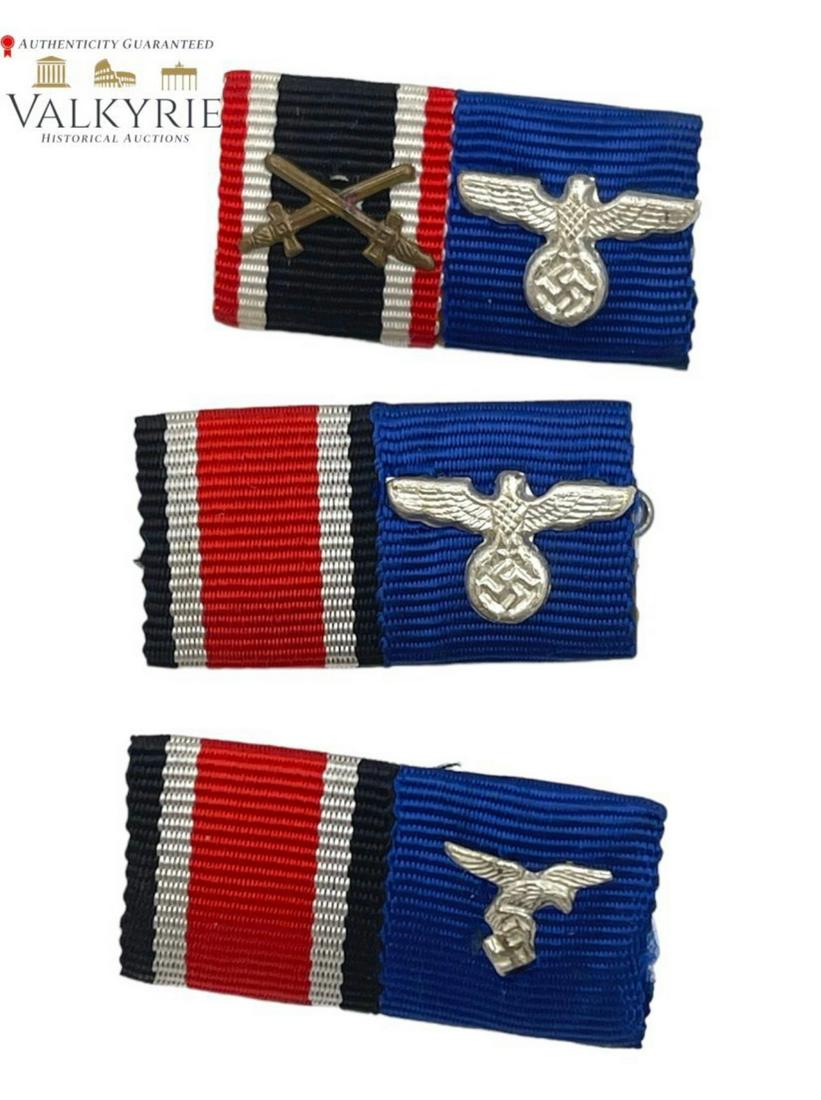 Nazi German Two Place Ribbon Bar (Set of 3): Nazi German Two Place Ribbon Bar (Set of 3). German IRON CROSS 2nd Class Two Place Ribbon Bar. The two place ribbon bar consists of a 1939 Iron Cross 2nd Class , and The Wehrmacht 4 year long service 