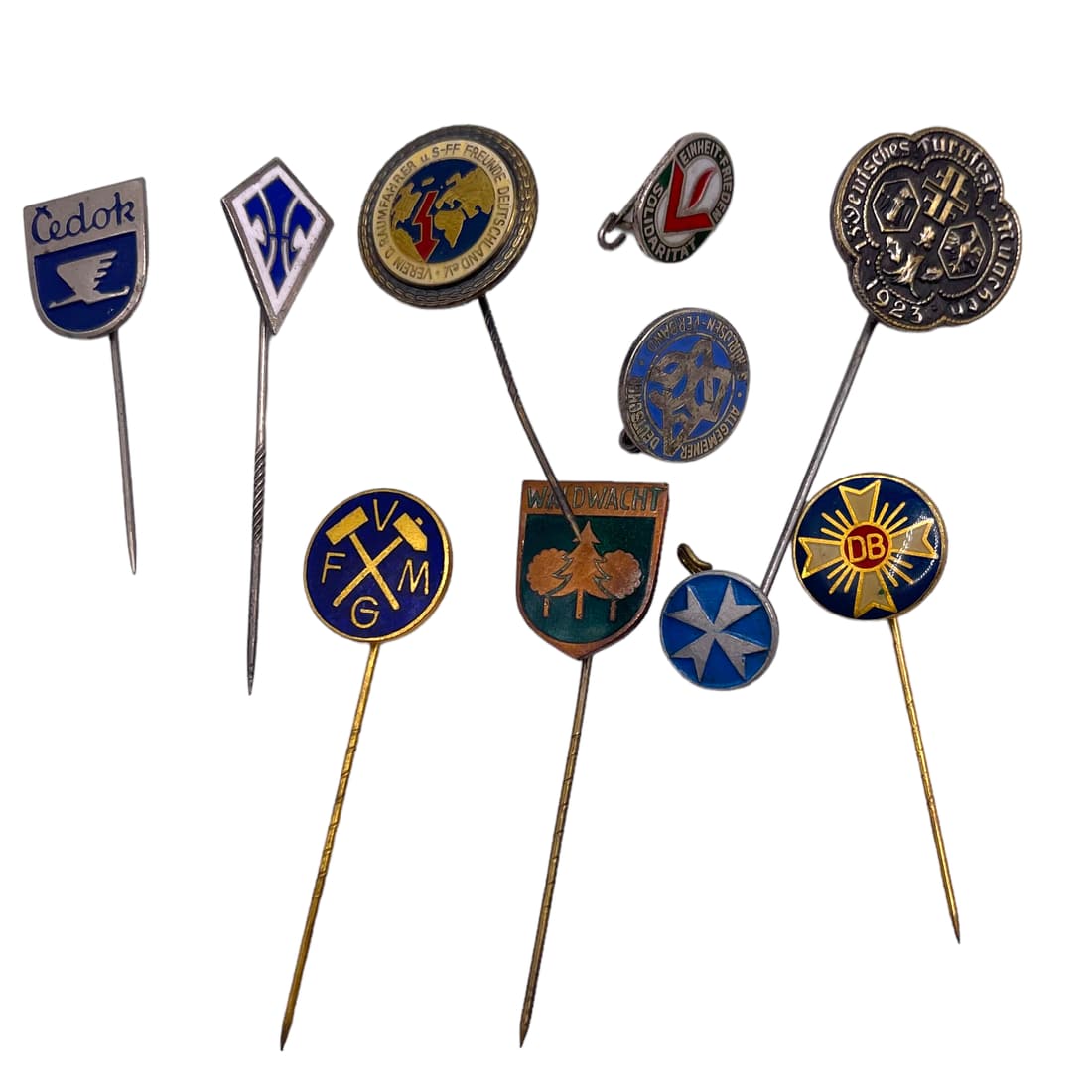 Pre-War and Post-War Pins and Stickpins (Set of 10): Pre-War and Post-War Pins and Stickpins (Set of 10)