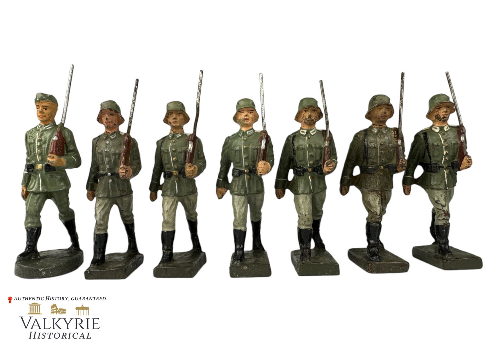 Set of 7 III Reich Period Produced Toy Soldiers Manucaftured by Elastolin and Lineol: Set of 7 III Reich Period Produced Toy Soldiers Manucaftured by Elastolin and Lineol. One was made by Elastolin and the rest by Lineol. Very good condition. Shipping from our office in Europe.
