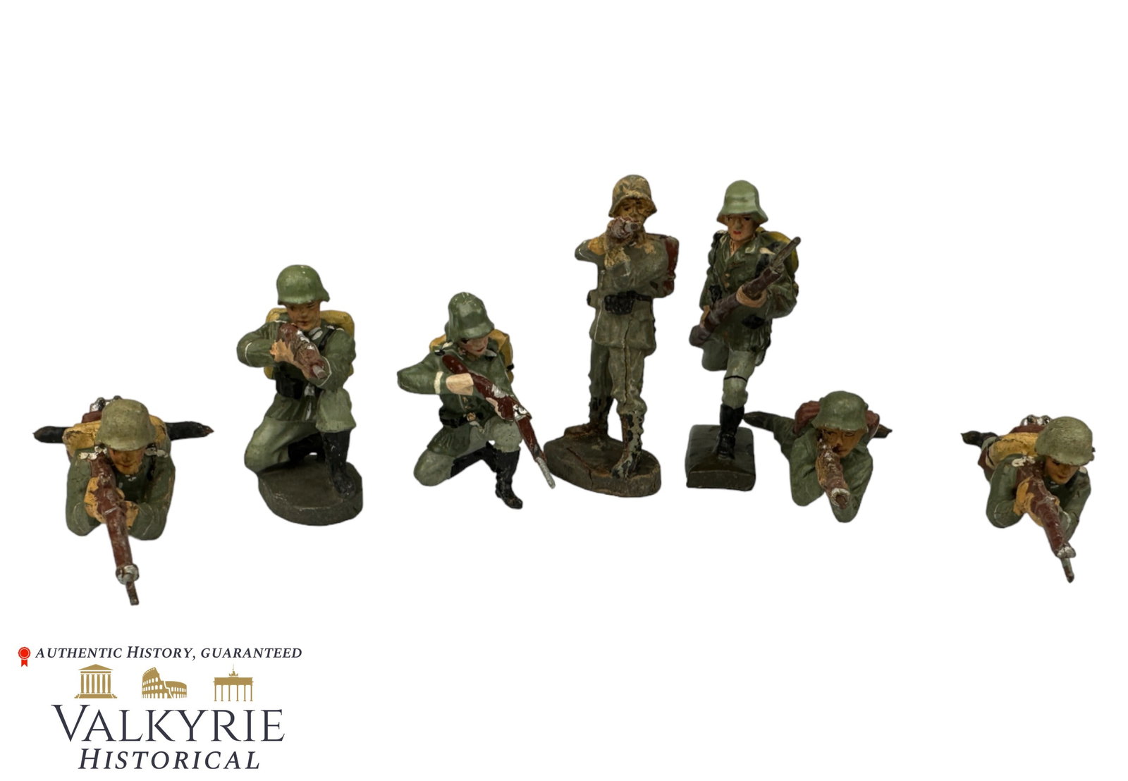 Set of 7 III Reich Period Produced Toy Soldiers Manucaftured by Elastolin and Lineol: Set of 7 III Reich Period Produced Toy Soldiers Manucaftured by Elastolin and Lineol. In shooting position. Very good condition. Shipping from our office in Europe.