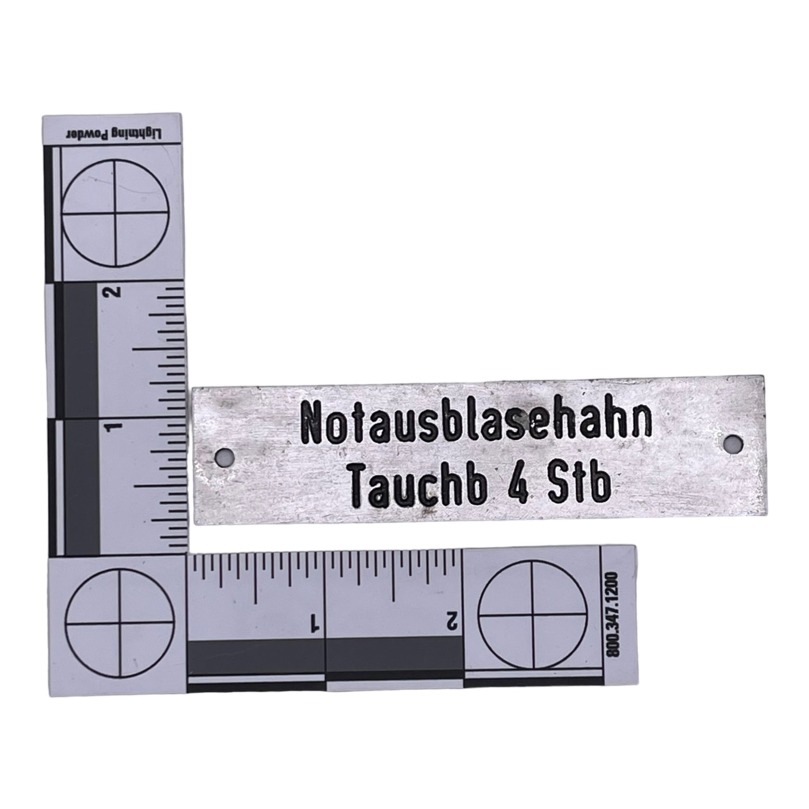 Kriegsmarine U-Boot U-Boat Nameplate: U-boat nameplates. Nameplates from Uboot, unheard of in the collector's trade. Each equipment on the ship had its own plate with a description of the device, chest, tools, engine compartments, torpedo