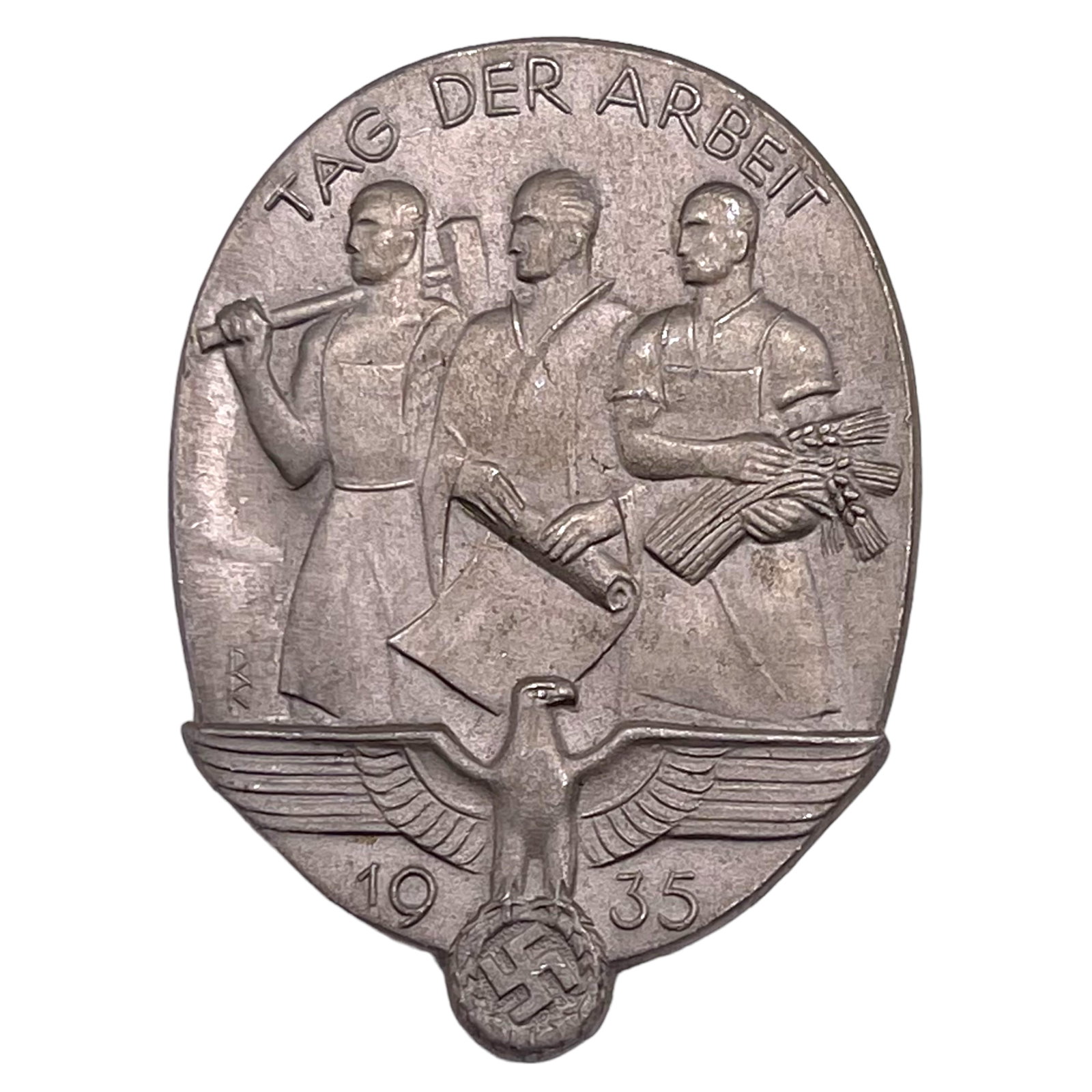 German WWII Tag Der Arbeit 1935 Tinnie Badge: German WWII Tag Der Arbeit 1935 Tinnie Badge