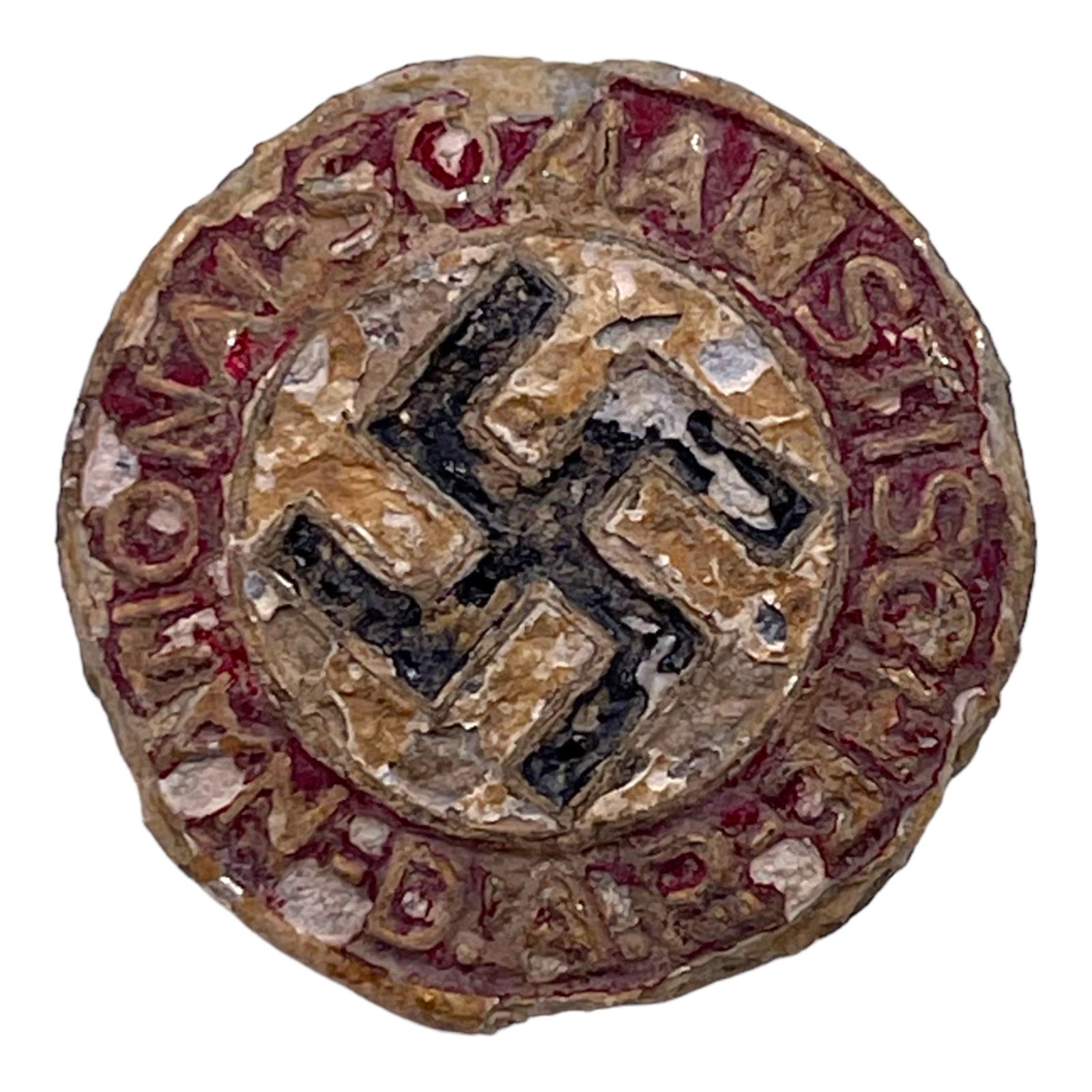 NSDAP Membership Party Badge - Ground Dug from Factory Location: NSDAP Membership Party Badge - Ground Dug from Factory Location