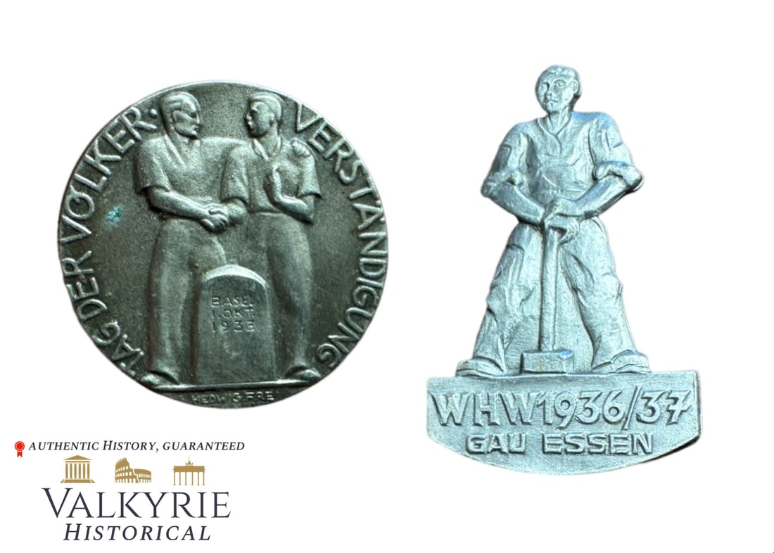 2 German Badges "Day of Understanding Between People Basel 1933" and "WHW 1936/37 Gau Essen" (1 of 5)