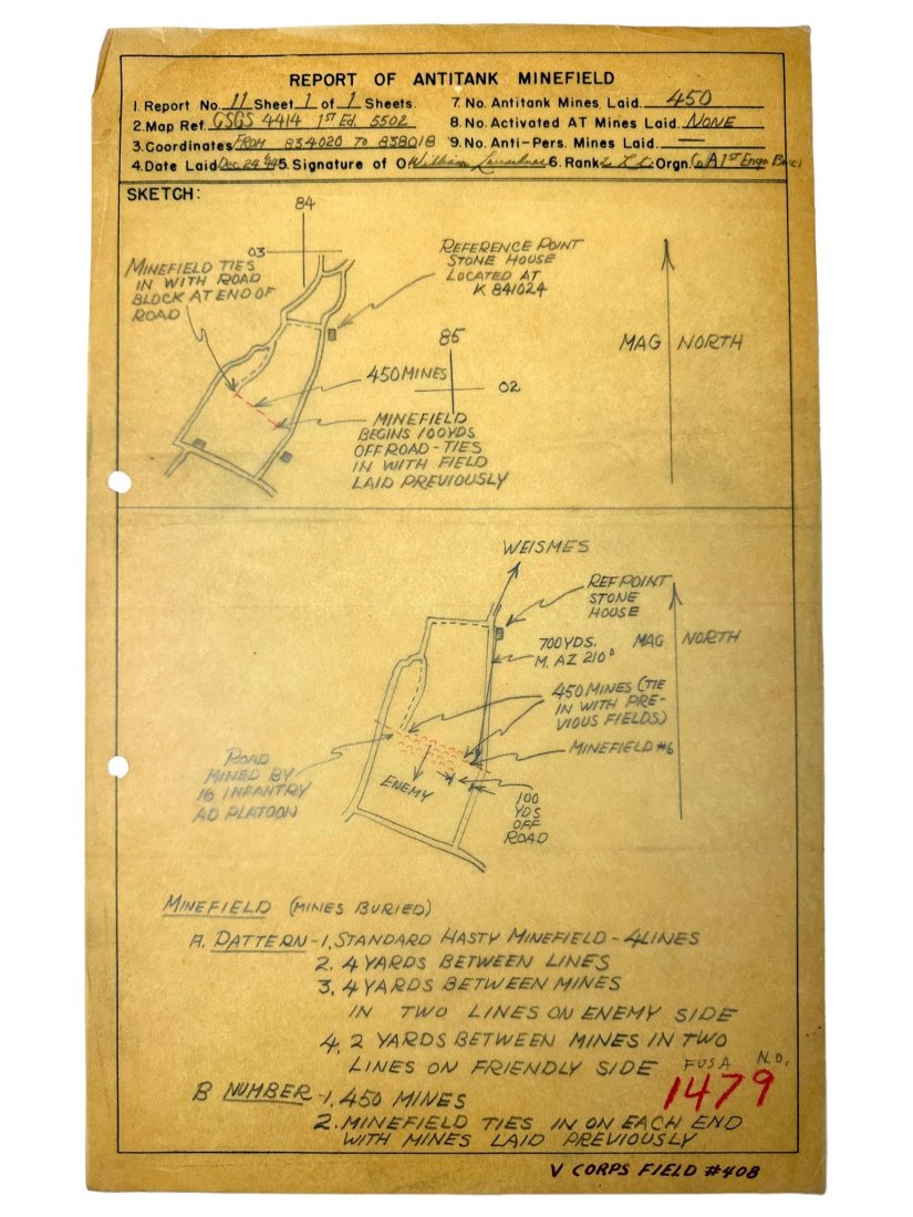 Battle of the Bulge Hand Drawn Map by American Soldier (1 of 11)