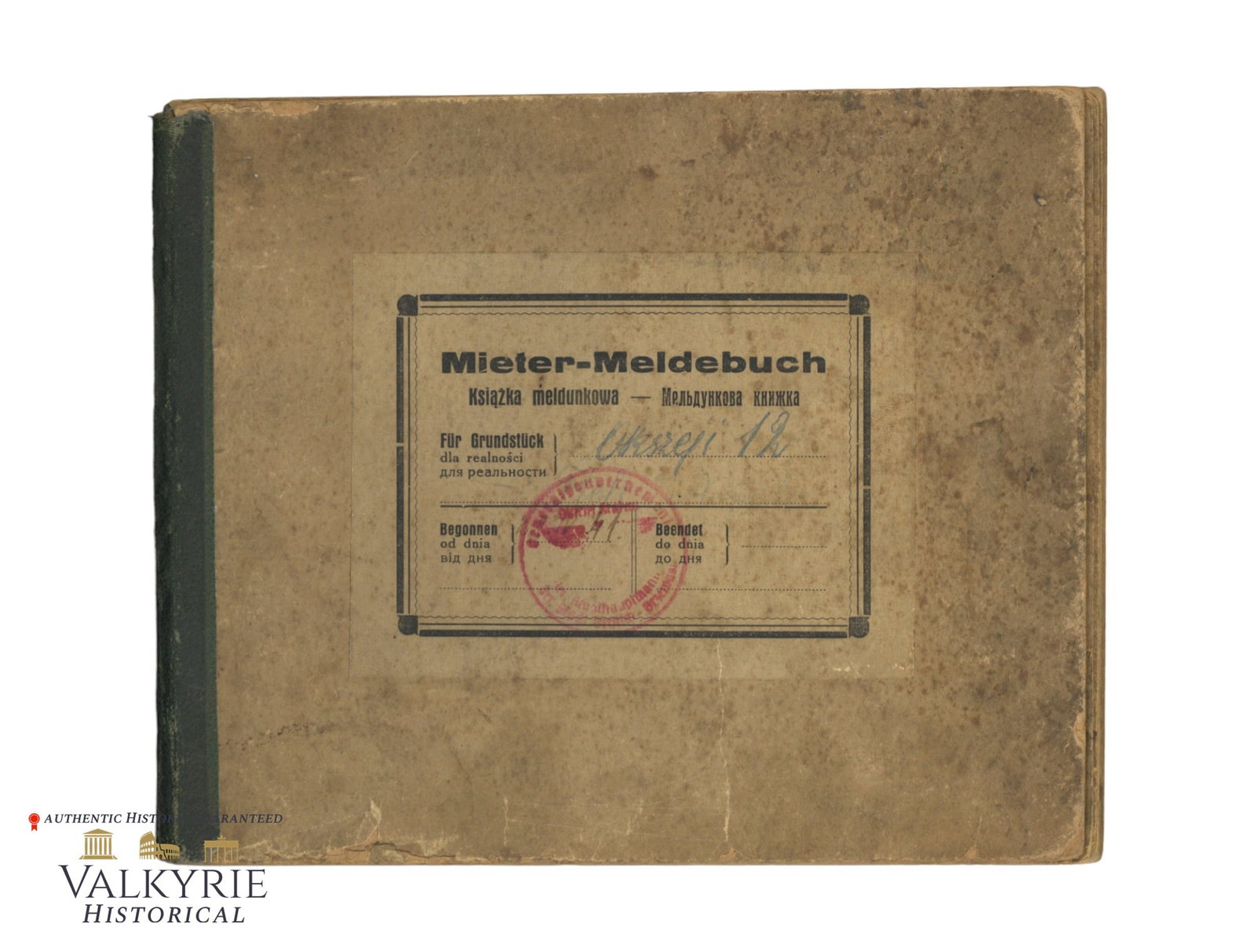 Tenant Registration Book in Occupied Poland city of Przemysl - German, Polish and Ukrainian: Tenant Registration Book in Occupied Poland city of Przemysl issued in German, Polish and Ukrainian. Filled-in with different tenants information during the period Germany ruled the country.Shipping f