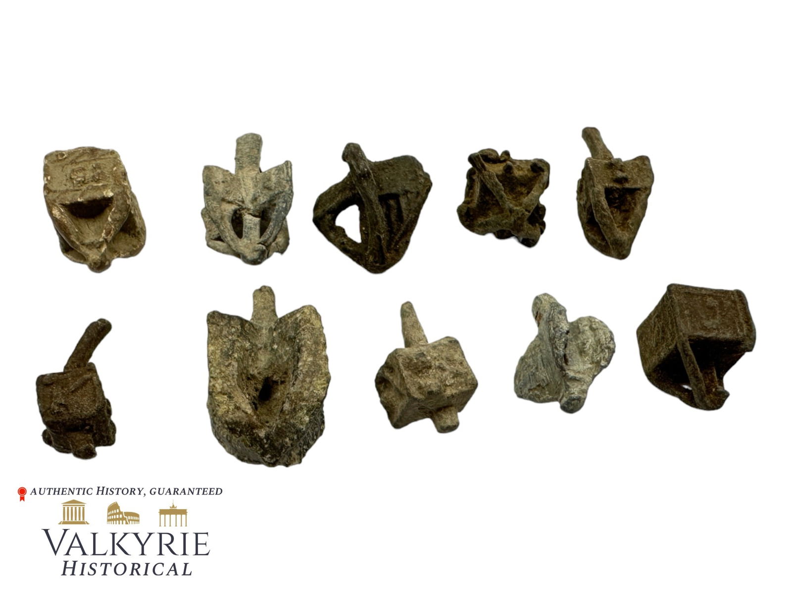 Set of 10 Relic Condition Jewish Dreidels for Playing During Hannukah Ground Dug in KL Auschwitz: Set of 10 Relic Condition Jewish Dreidels for Playing During Hanukkah Ground Dug in KL Auschwitz area during some legal excavation carried out in the 90s. These are some of those that were found. Ship