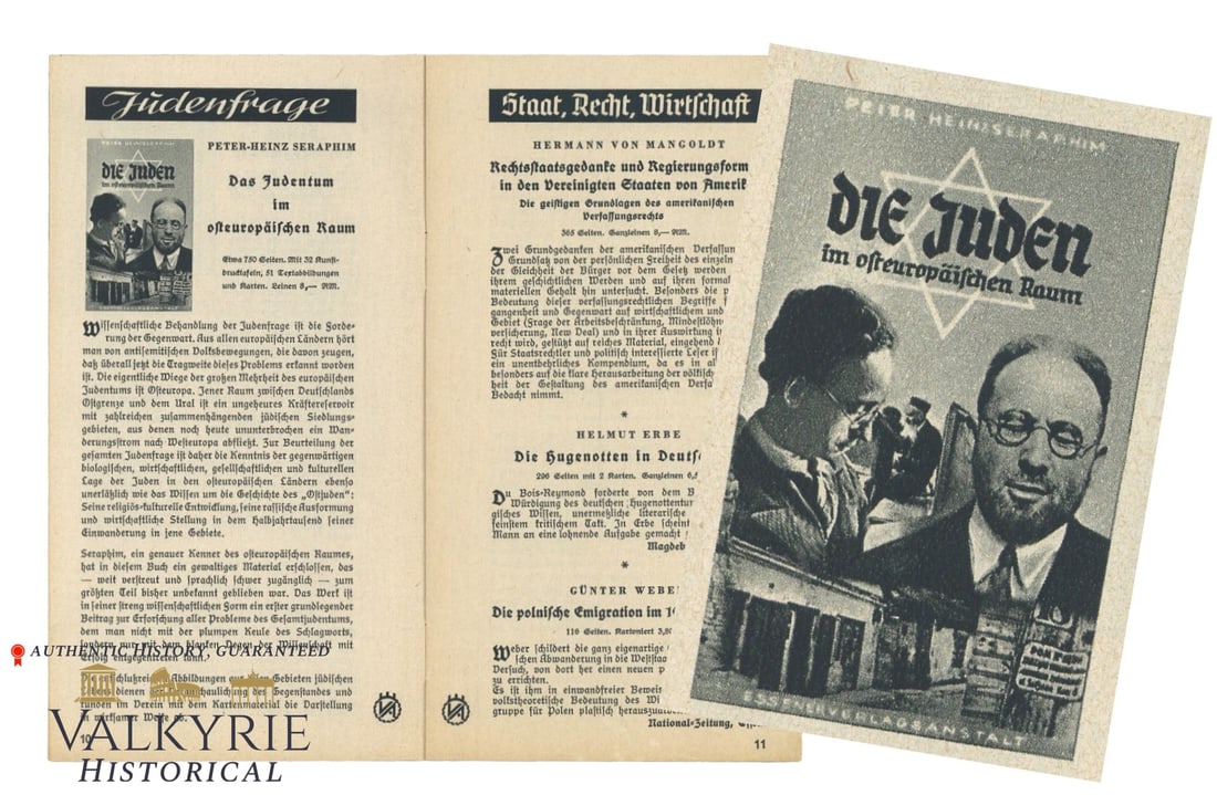 Advertisement Leaflet With Book Recommendations by Essener Verlag Publishing House Anti Semitic: Advertisement Leaflet With Book Recommendations by Essener Verlag Publishing House. Some anti Semitic about Judentumn . With synopsis of some books. Shipping from our office in Europe. Size: 20x11cm