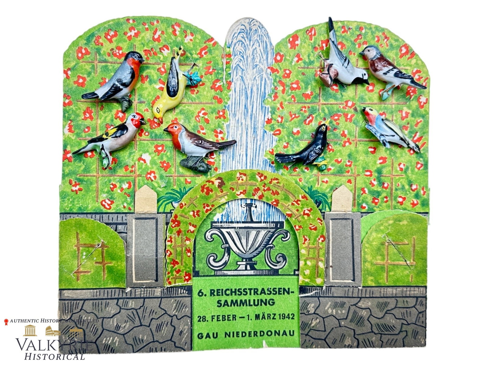 Complete Display of WHW Street Money Collection of Porcelain Made Birds in 1942: Complete Display of WHW Street Money Collection of Porcelain Made Birds in 1942. From Gau Oberdonau. Shipping from our office in Europe.