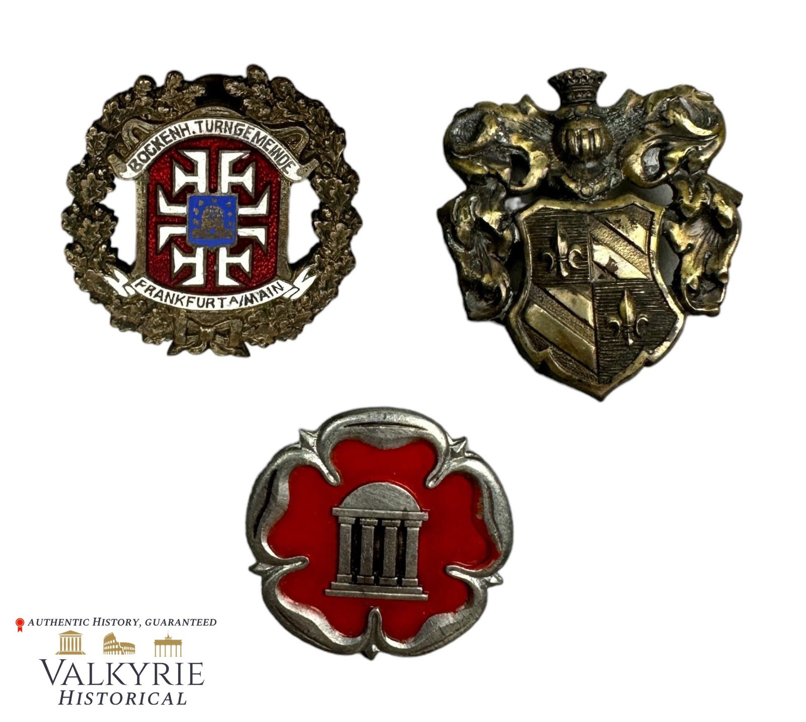 Set of 3 Badges of Different German Associations of the Kaiser Period - Athletic Club, etc: Set of 3 Badges of Different German Associations and Coat of Arms of the Kaiser Period - Athletic Club, etc. Shipping from our office in Europe.