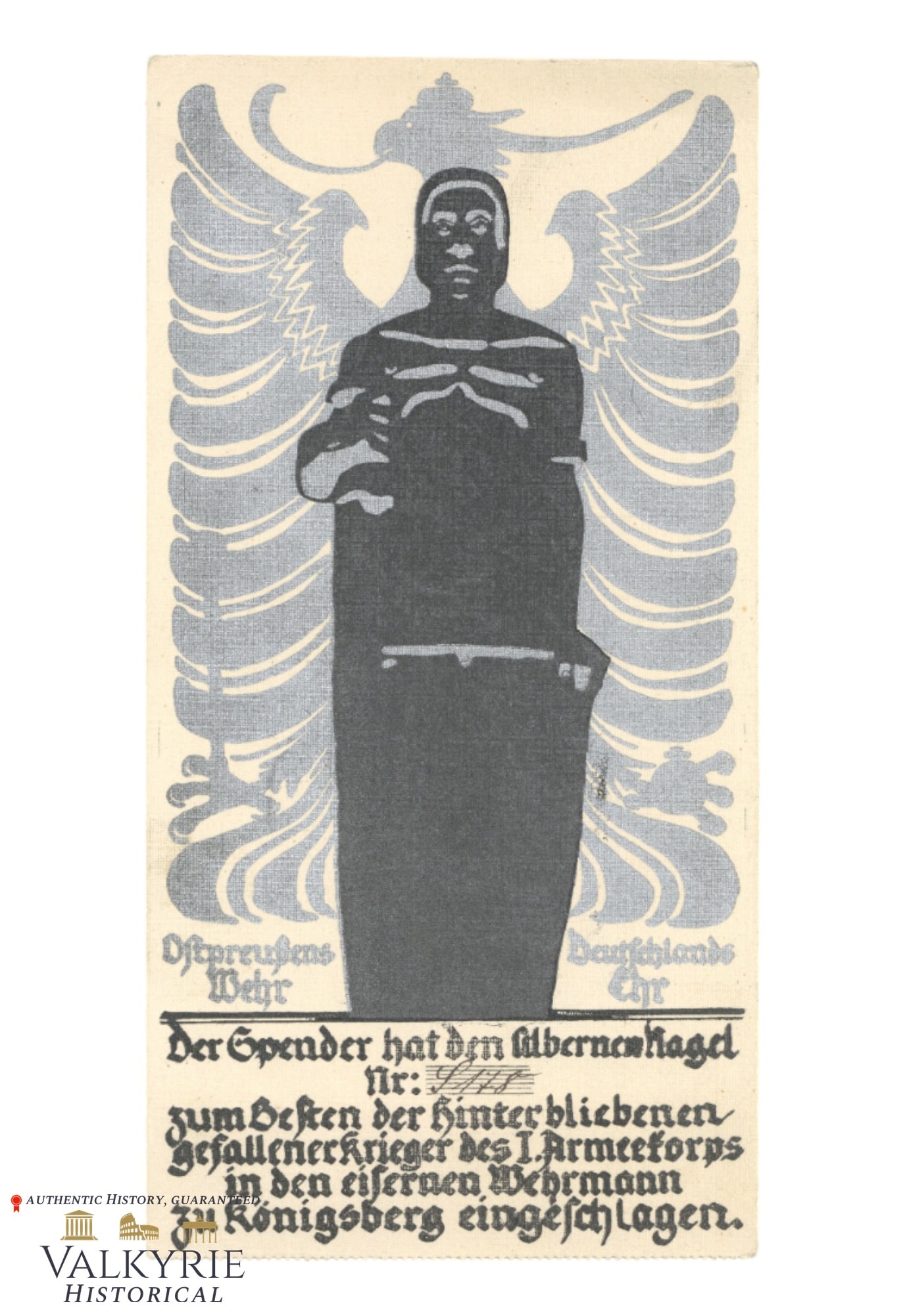 German WW1 Donation Recognision Leaflet for the East Prussian Army: German WW1 Donation Recognision Leaflet for the East Prussian Army. Shipping from our office in Europe.