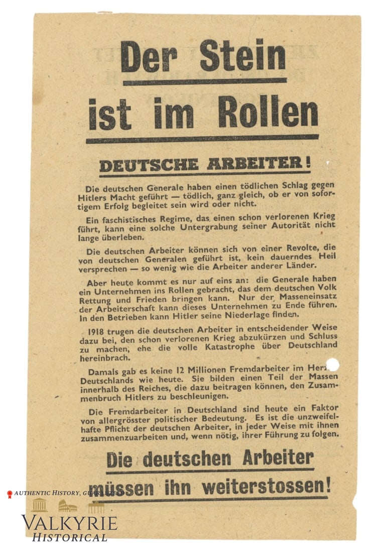 Allied Anti-German WW2 War Propaganda Leaflet "The Stone is Rolling. German Workers!": Allied Anti-German WW2 War Propaganda Leaflet "The Stone is Rolling. German Workers!". With message in Polish. All items for this auction will be shipping from Europe. Shipping cost $20 it doesn't mat