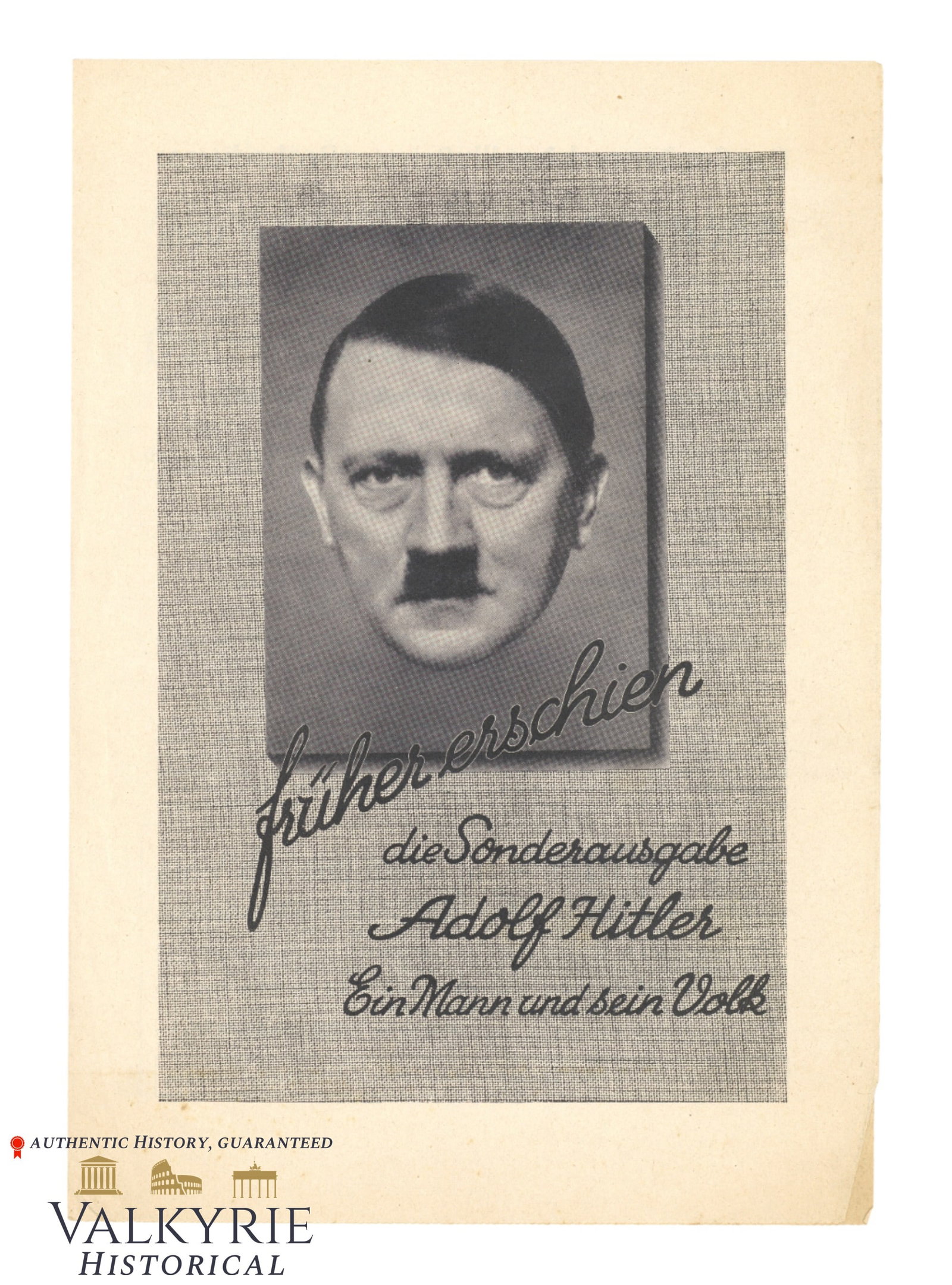 Book Ordering Ad Leaflet for Special Edition Illustrierter Beobachter "AH - A Man and His People": Book Ordering Ad Leaflet for Special Edition Illustrierter Beobachter's "Adolf Hitler - A Man and His People" and also another book "The Germany of Adolf Hitler". Ordering sheet was never used. With i