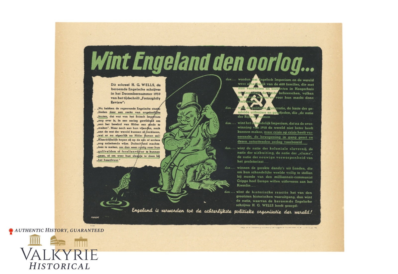 Dutch Anti-Semitic Poster Entitled "If England Wins The War..." 1942: Dutch Anti-Semitic Poster Entitled "If England Wins The War..." 1942. Poster from 1942 by Louis Manche (1908-1982). " If England wins the war... then... the English empire and the world will again bec