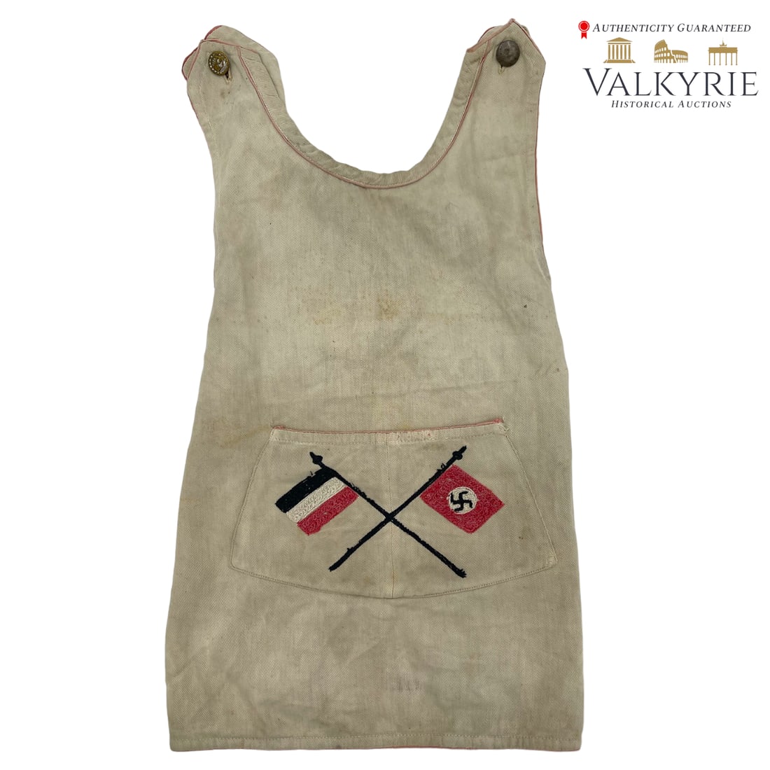 Early Patriotic Nazi Children's Dress - 1930's: Early Patriotic Nazi Children's Dress - 1930's. Front has two flags, one the national German flag and the other the Nazi Party flag. Extremely rare item.