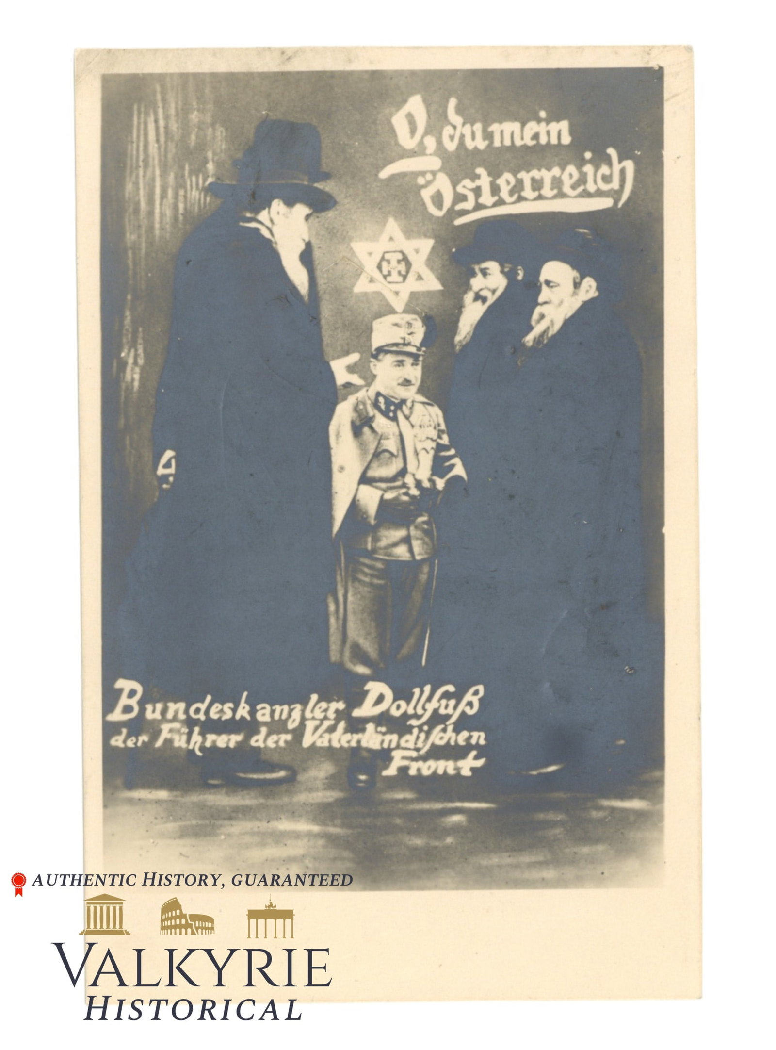Austrian Anti-Semitic Postcard "Bundes Chancellor Dollfuss..." - Early 1934: Austrian Anti-Semitic Postcard "Bundes Chancellor Dollfuss..." - Early 1934. Non-circulated. All items for this auction will be shipping from Europe. Shipping cost $20 it doesn't matter how many items
