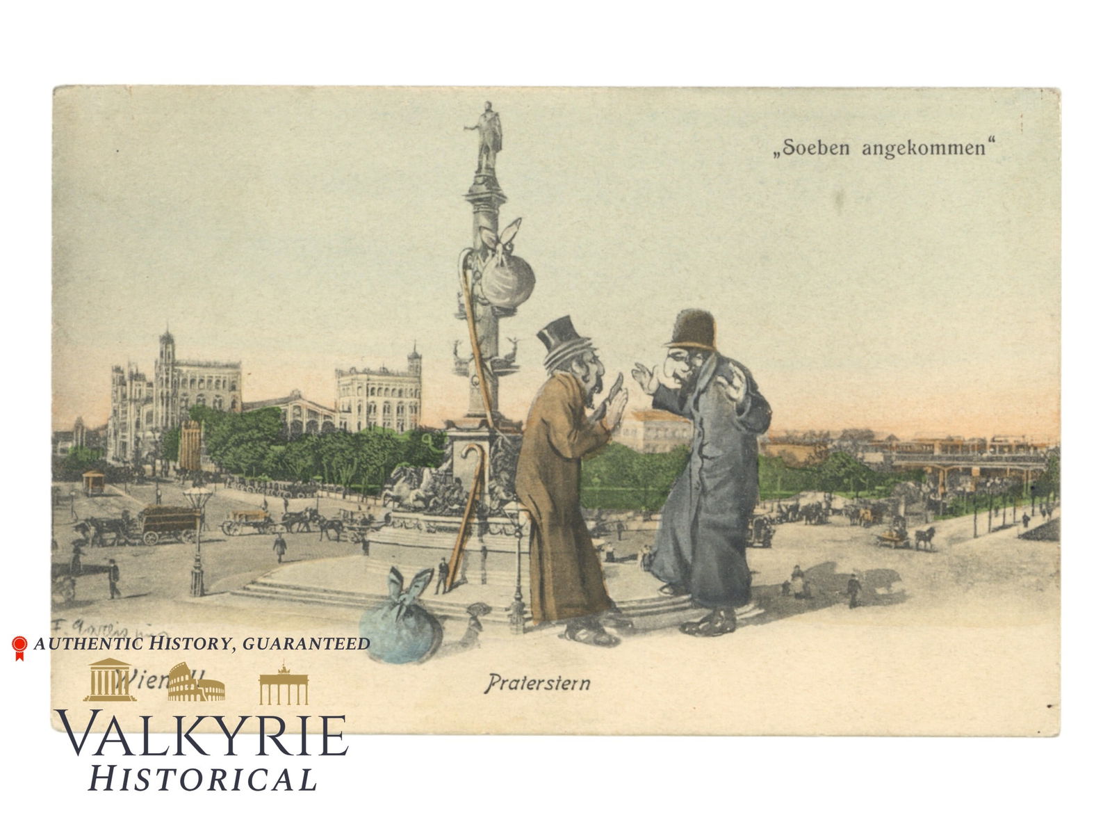 Austrian Anti-Semitic Postcard Representing 2 Stereotyped Jews "Praterstern" - ca. 1910: Austrian Anti-Semitic Postcard Representing 2 Stereotyped Jews "Praterstern" - ca. 1910. Non-circulated. All items for this auction will be shipping from Europe. Shipping cost $20 it doesn't matter ho
