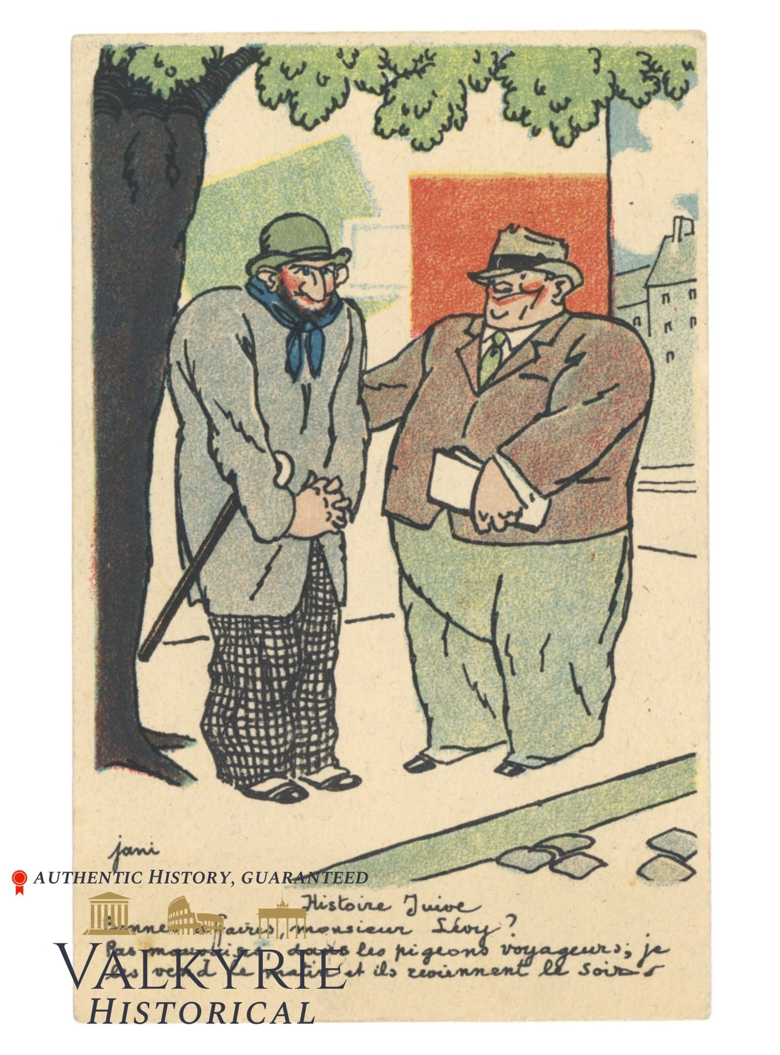 French Anti-Semitic Postcard "Jewish Story" - ca.1915: French Anti-Semitic Postcard "Jewish Story" - ca.1915. Non-circulated. All items for this auction will be shipping from Europe. Shipping cost $20 it doesn't matter how many items you win.